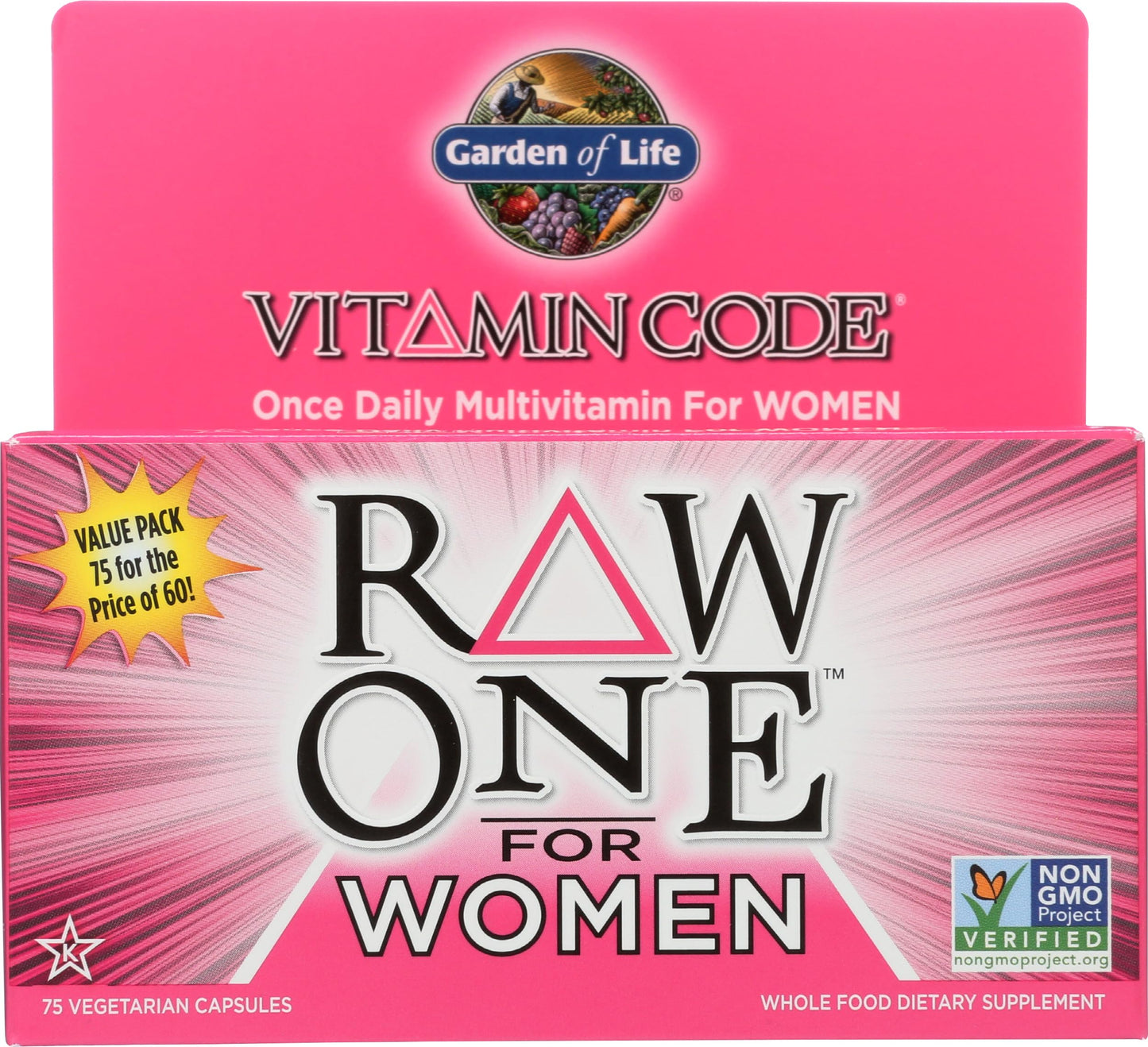 Garden of Life Vitamin Code Raw One for Women Tablets, 75 Count