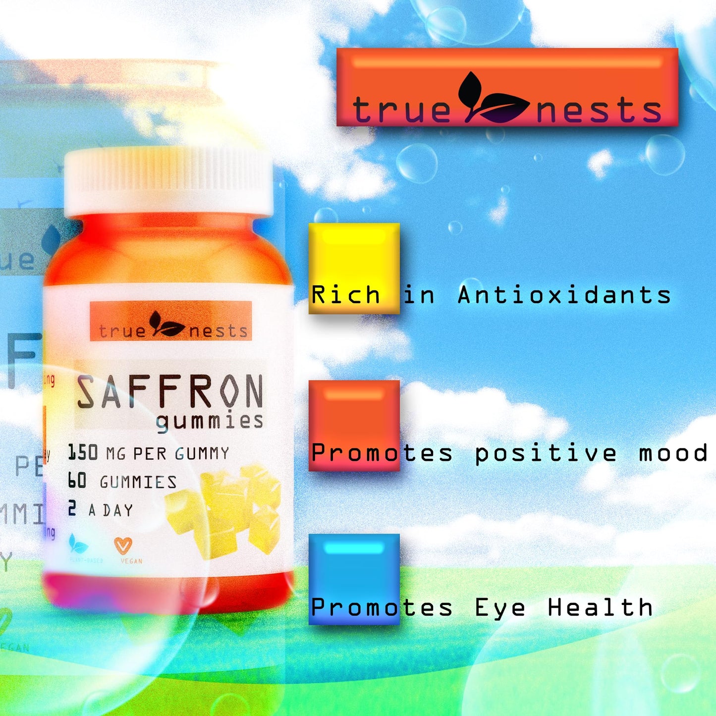 True Nests Saffron Gummies 60 Count