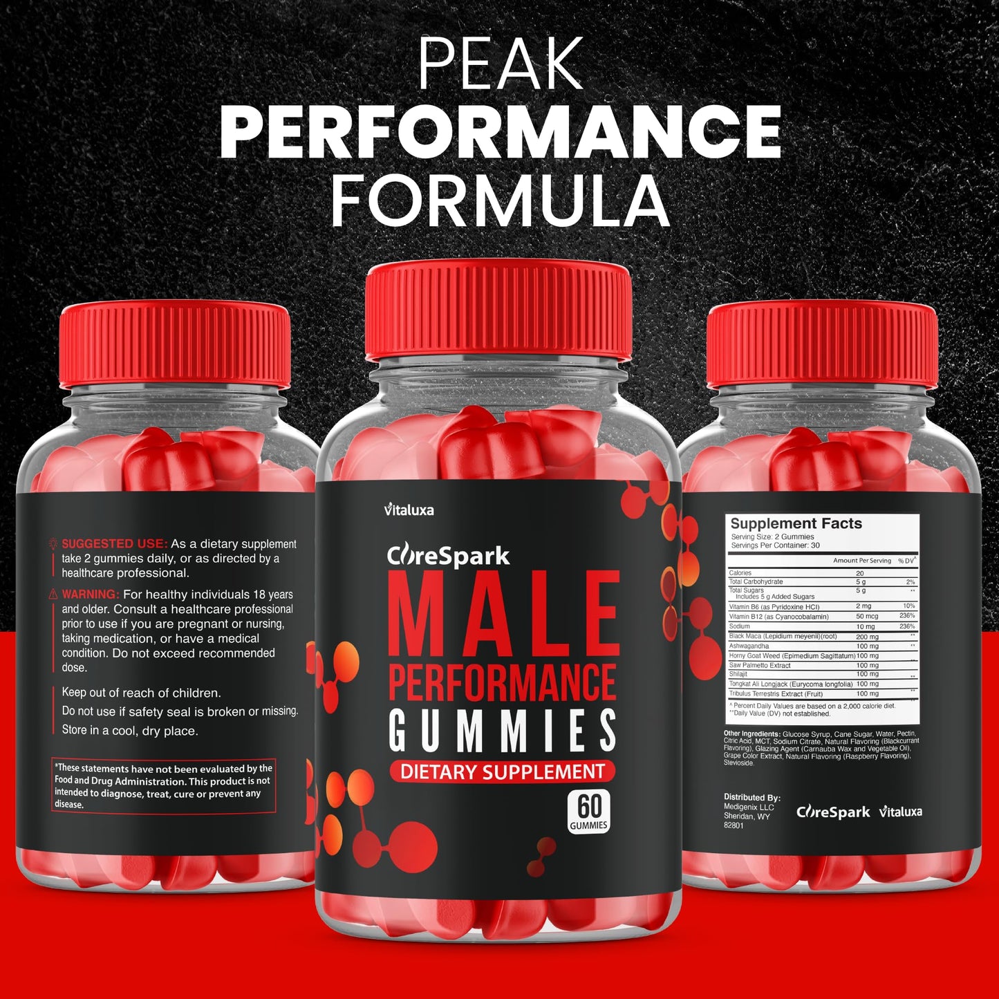 Vitaluxa Core Spark Gummies Maximum Strength Daily Advanced Performance Blend Vitamin Support for Men - 120 Gummies