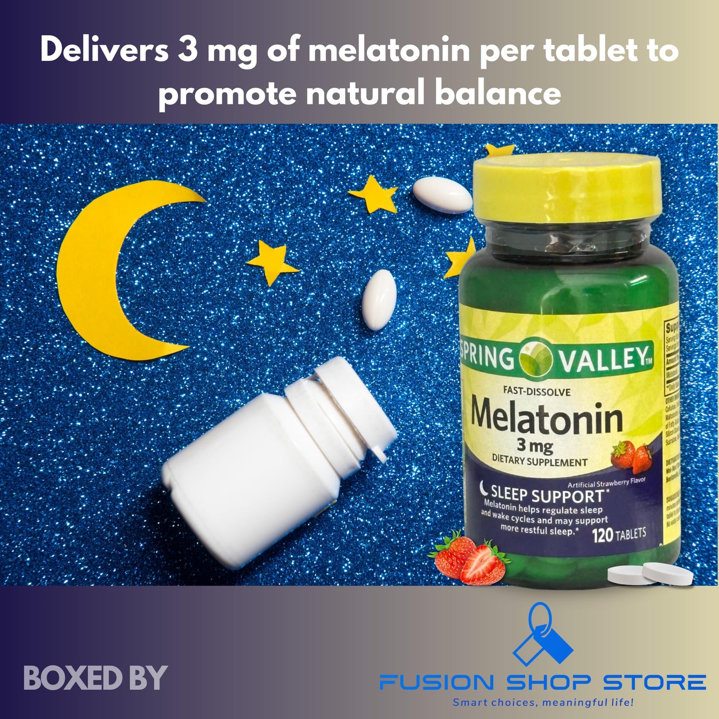 Fusion Shop Store Melatonin 3mg Fast Dissolve 120 Tablets