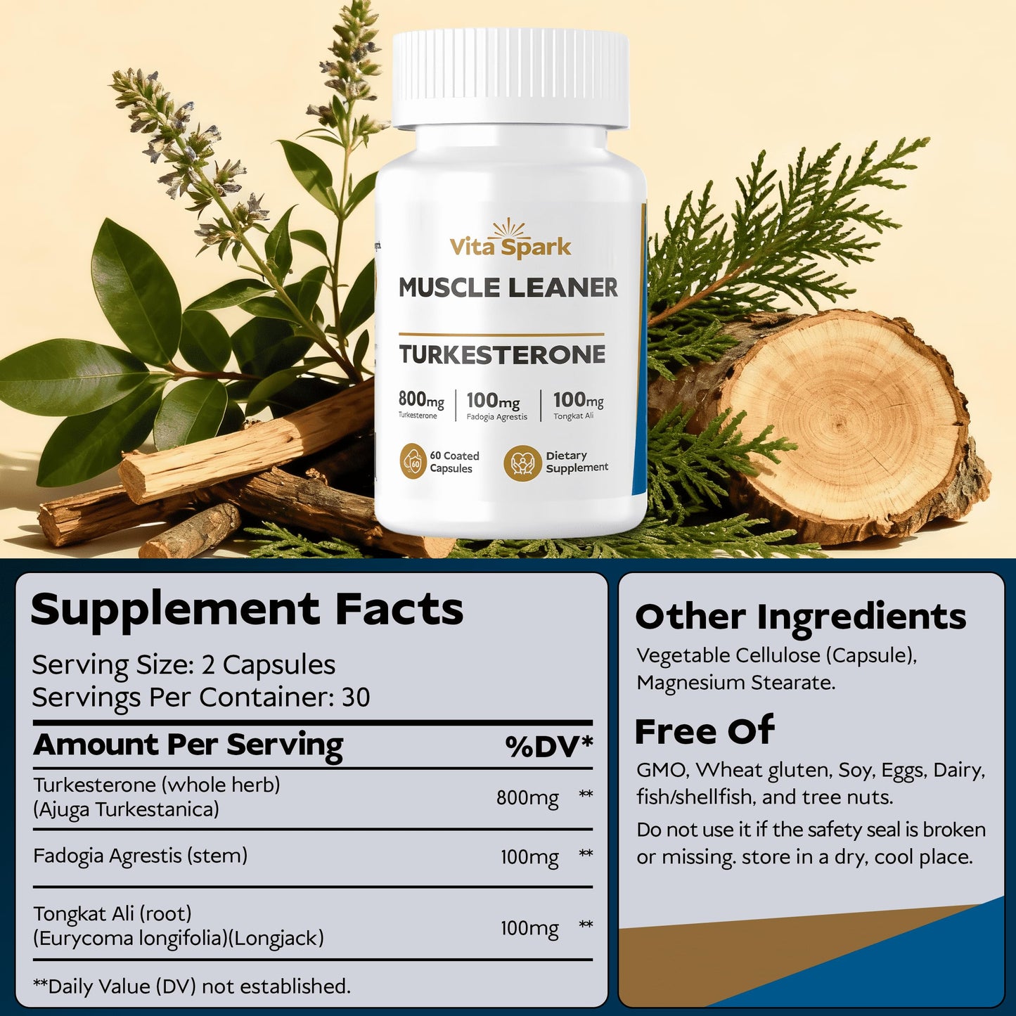 Vita Spark Turkesterone Muscle Leaner, 60 Capsules