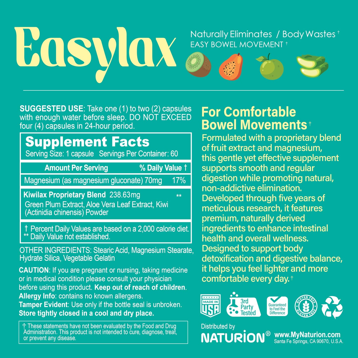 NATURION Easylax 60 Capsules