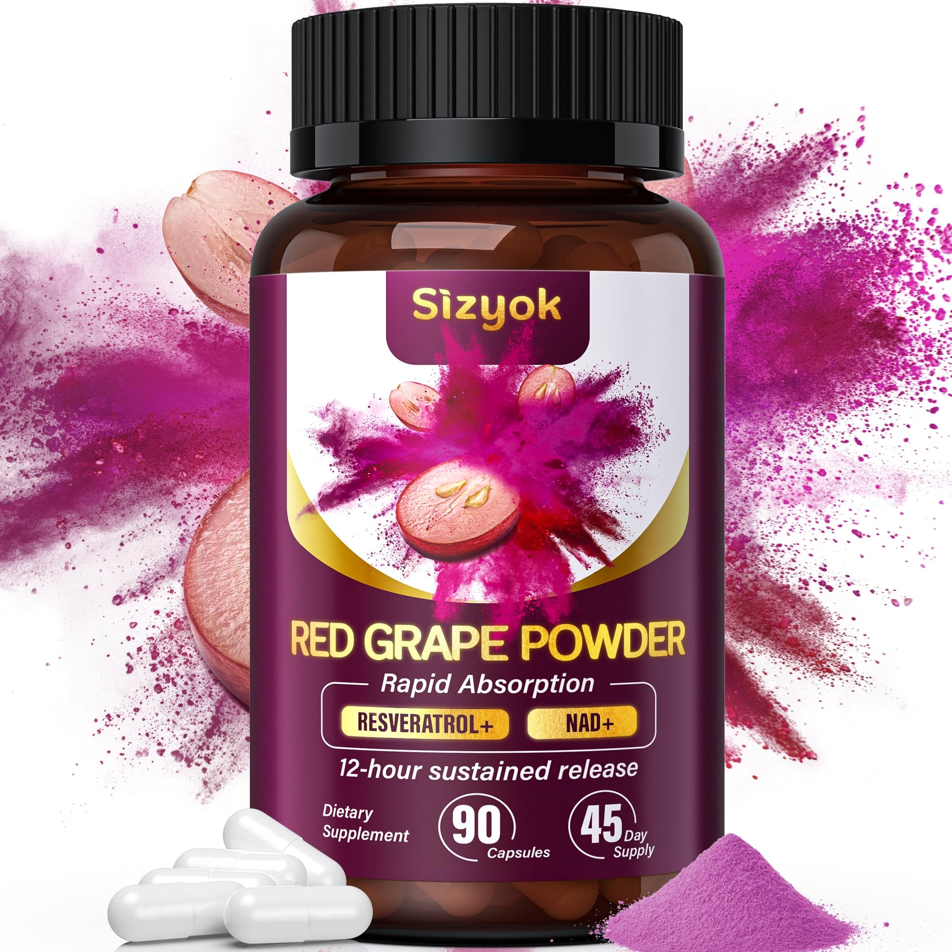 Sizyok Piceid Resveratrol Supplement and NAD+ Cell Regenerator Capsule 90 Count