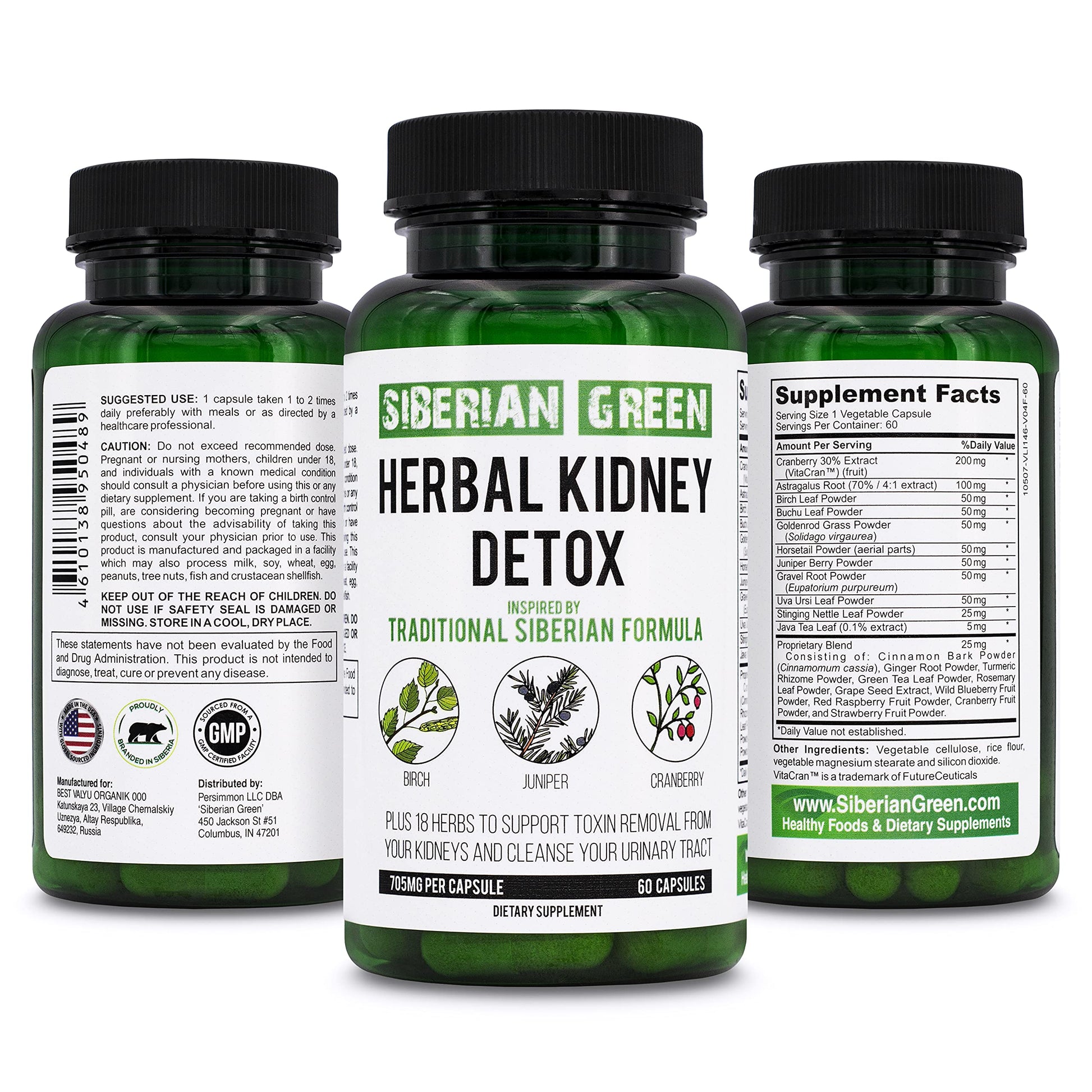 Siberian Green Herbal Kidney Detox Capsule, 60 Count