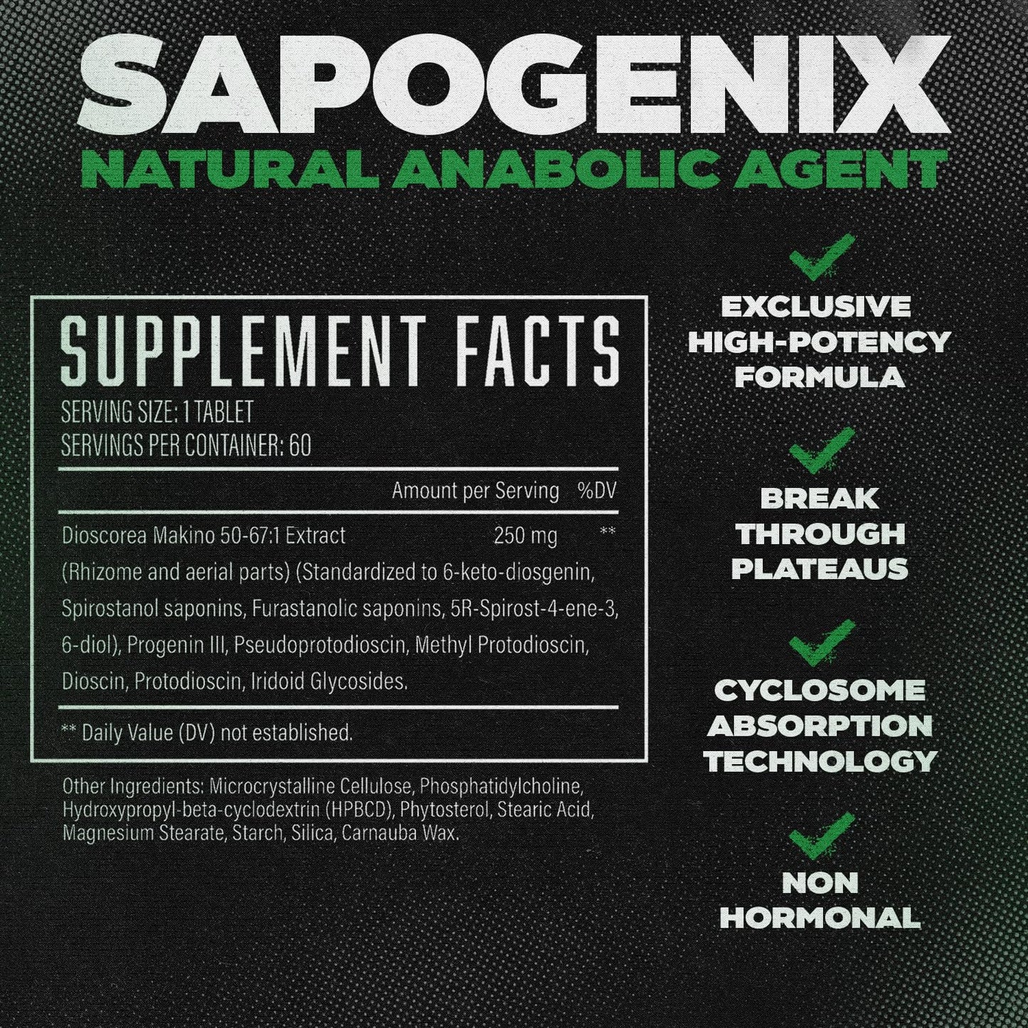 Huge Supplements Sapogenix Anabolic Activator for Muscle Growth, Strength & Recovery, 60 Tablets