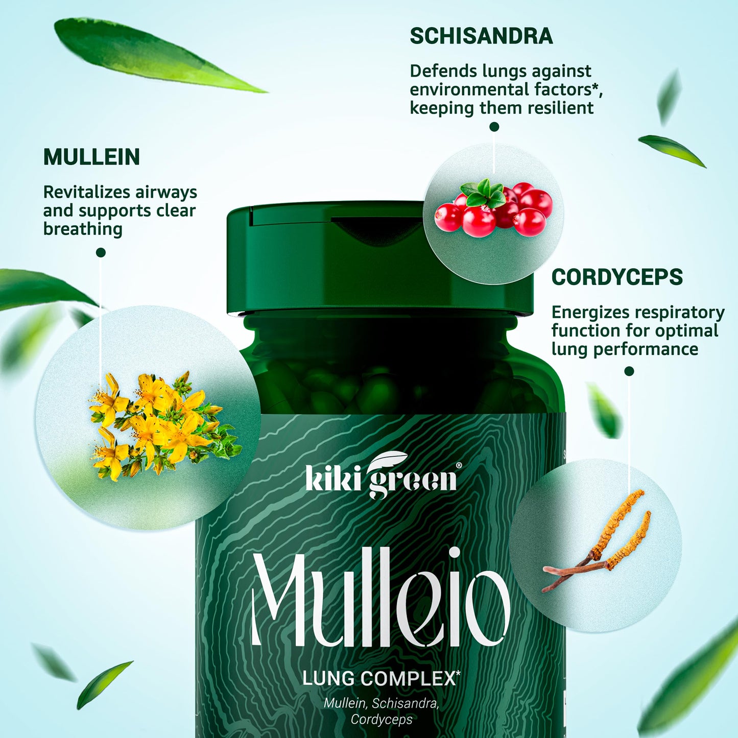 KIKI Green Mulleio Lung Health Capsules, 90 Count