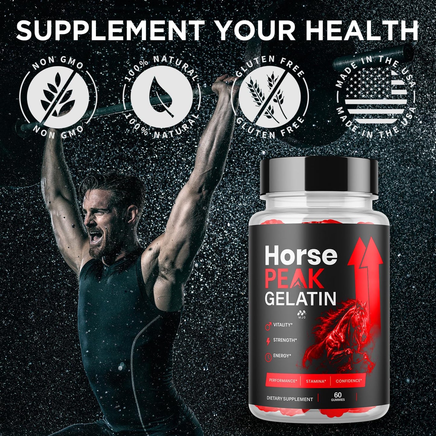 MJO Horse Peak Gelatin Gummies Supplement Formula, 180 Gummies