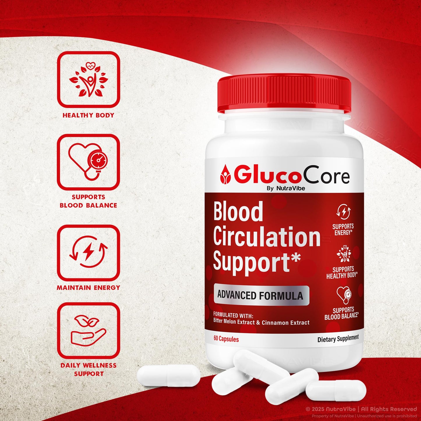 NutraVibe GlucoCore Capsules, 60 Count