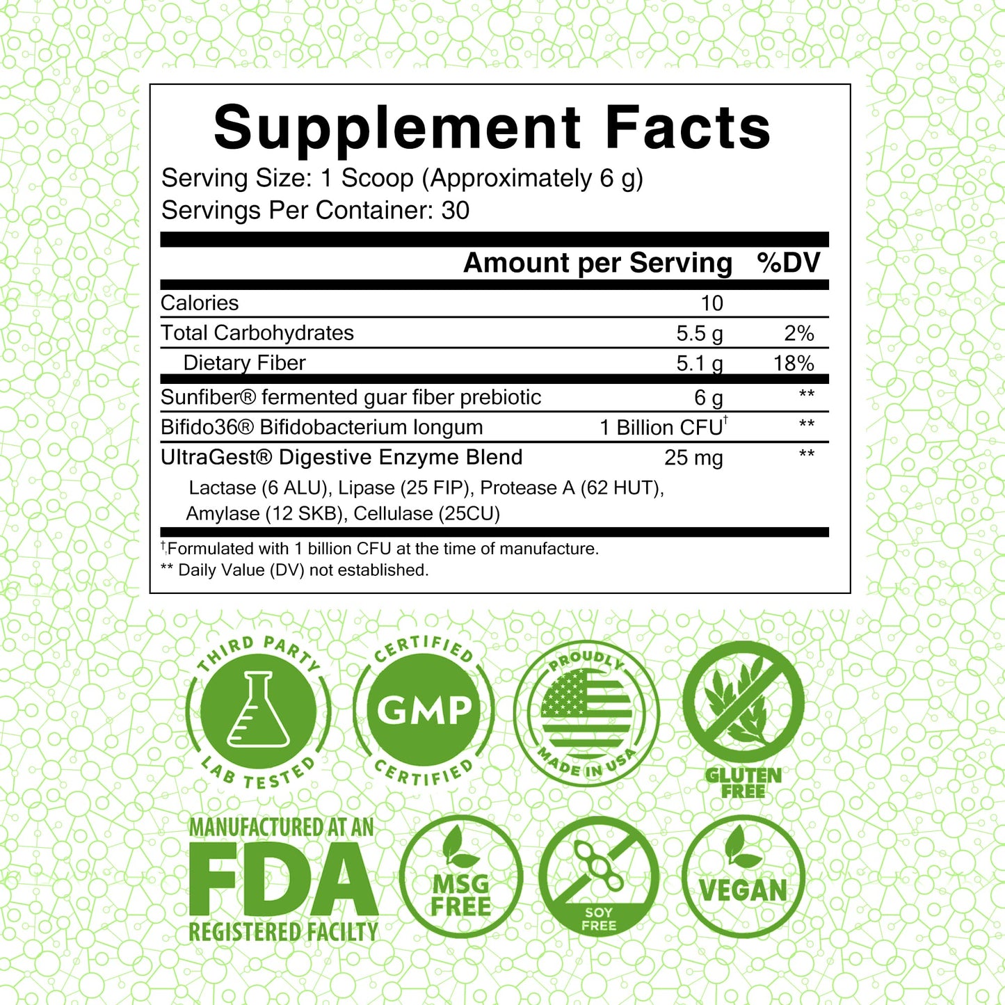 Lewis Labs Healthy Gut Prebiotic Fiber Powder 6 Oz