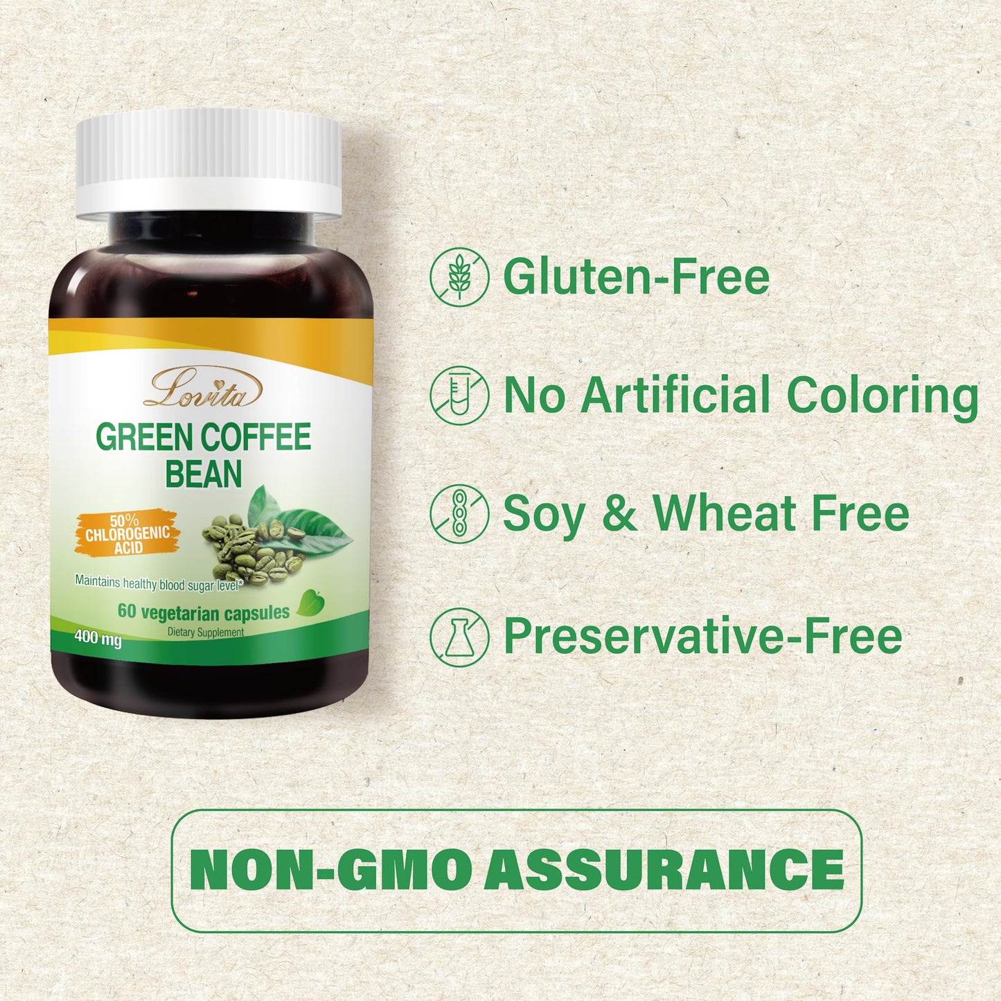 LOVITA Green Coffee Bean Extract Capsules 180