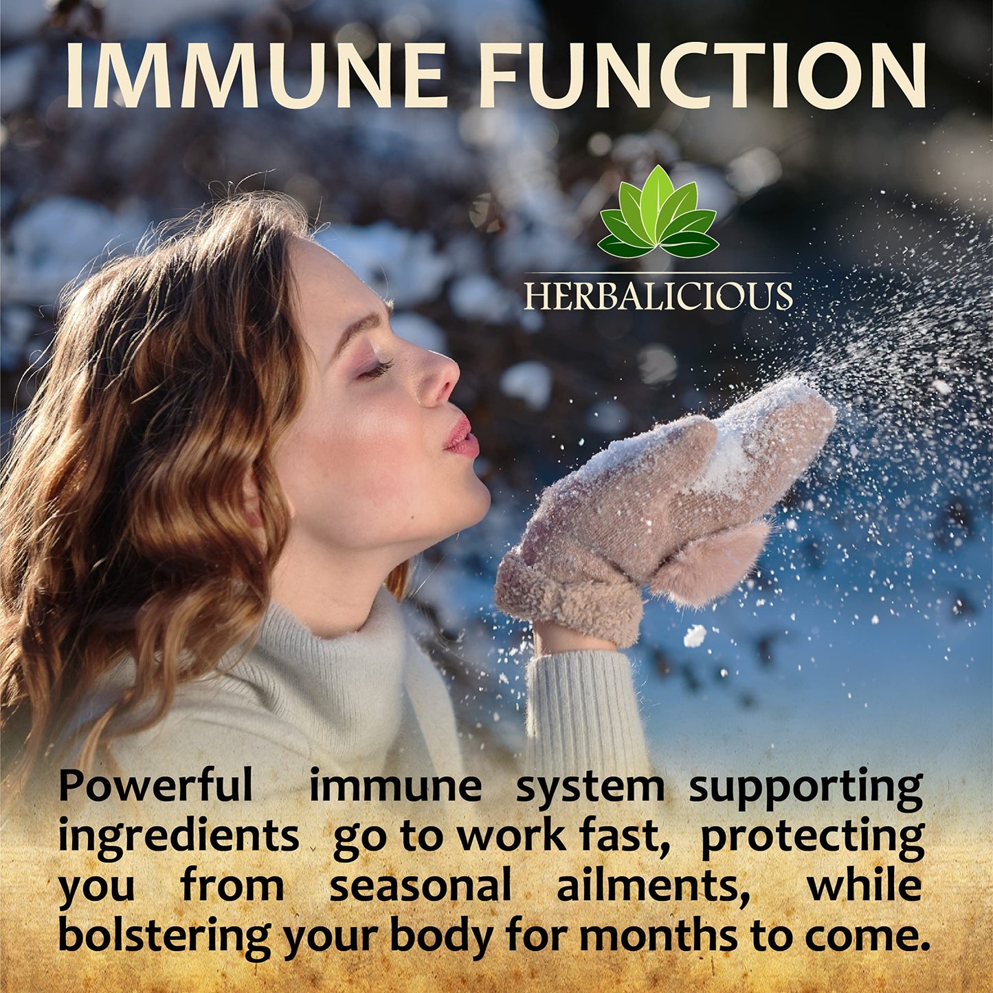 HERBALICIOUS Quinine Immune Guard with Vitamin C, D3, Zinc, 500mg, 60 Capsules