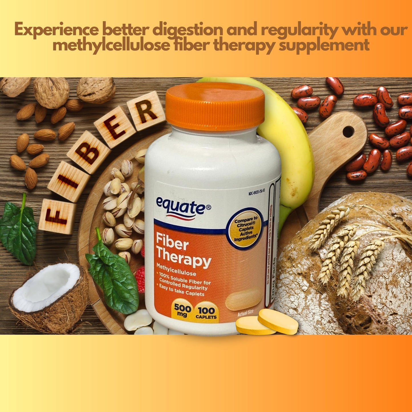 FUSION SHOP STORE Fiber Therapy Methylcellulose 500mg Capsules 100 Count
