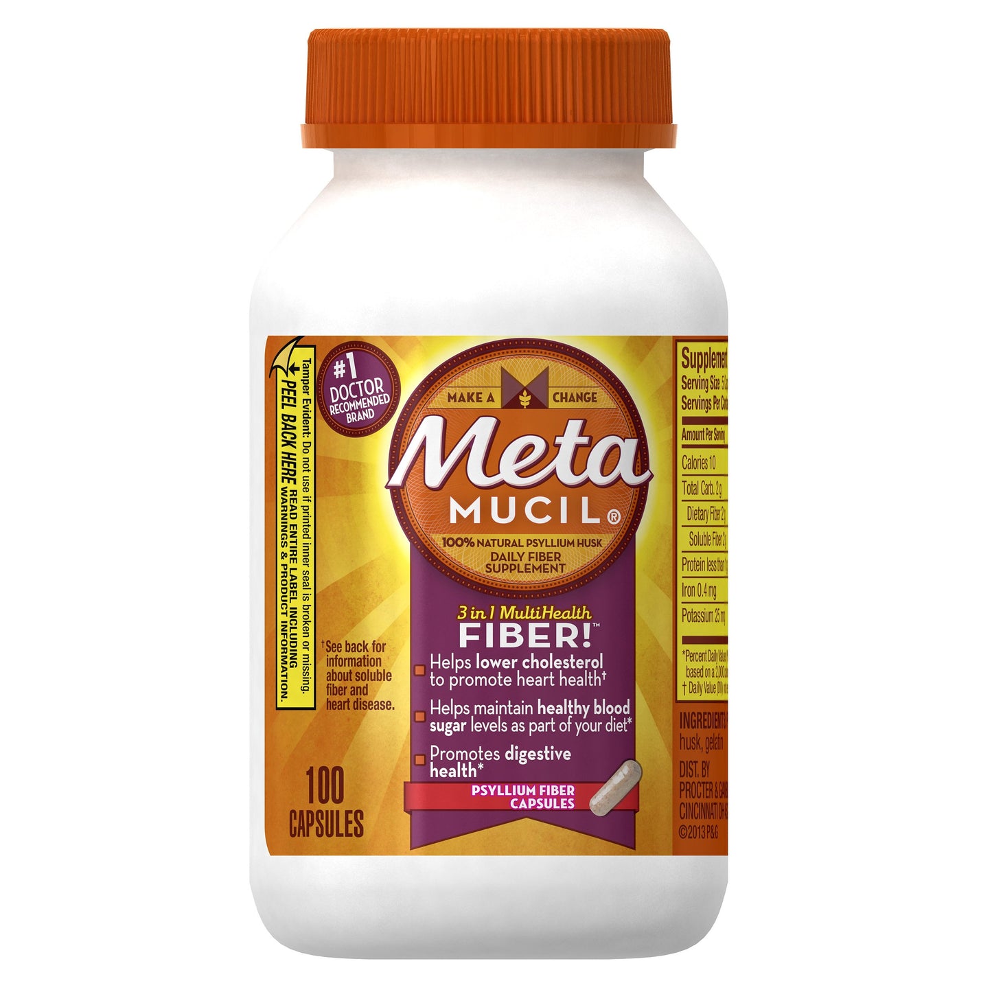 Metamucil Daily Fiber Supplement Psyllium Husk Capsules 100 Capsules