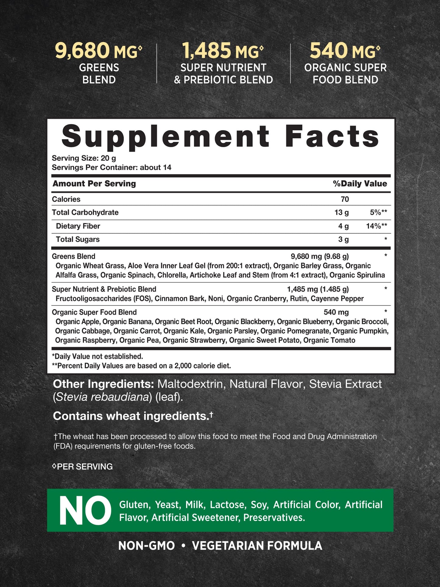 Nature's Truth Super Greens Superfood Powder Supplement, 9.88 oz