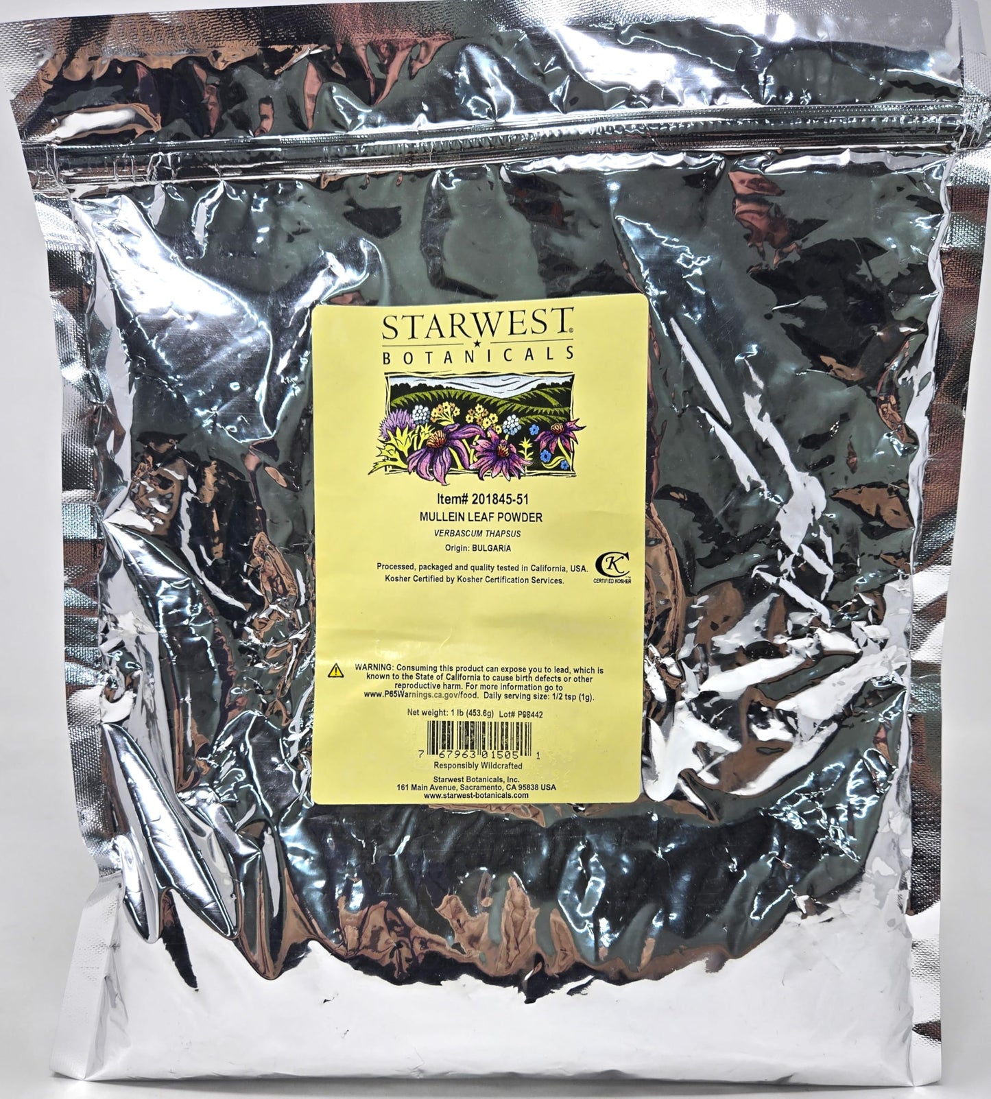Starwest Botanicals Mullein Leaf Powder 16 oz