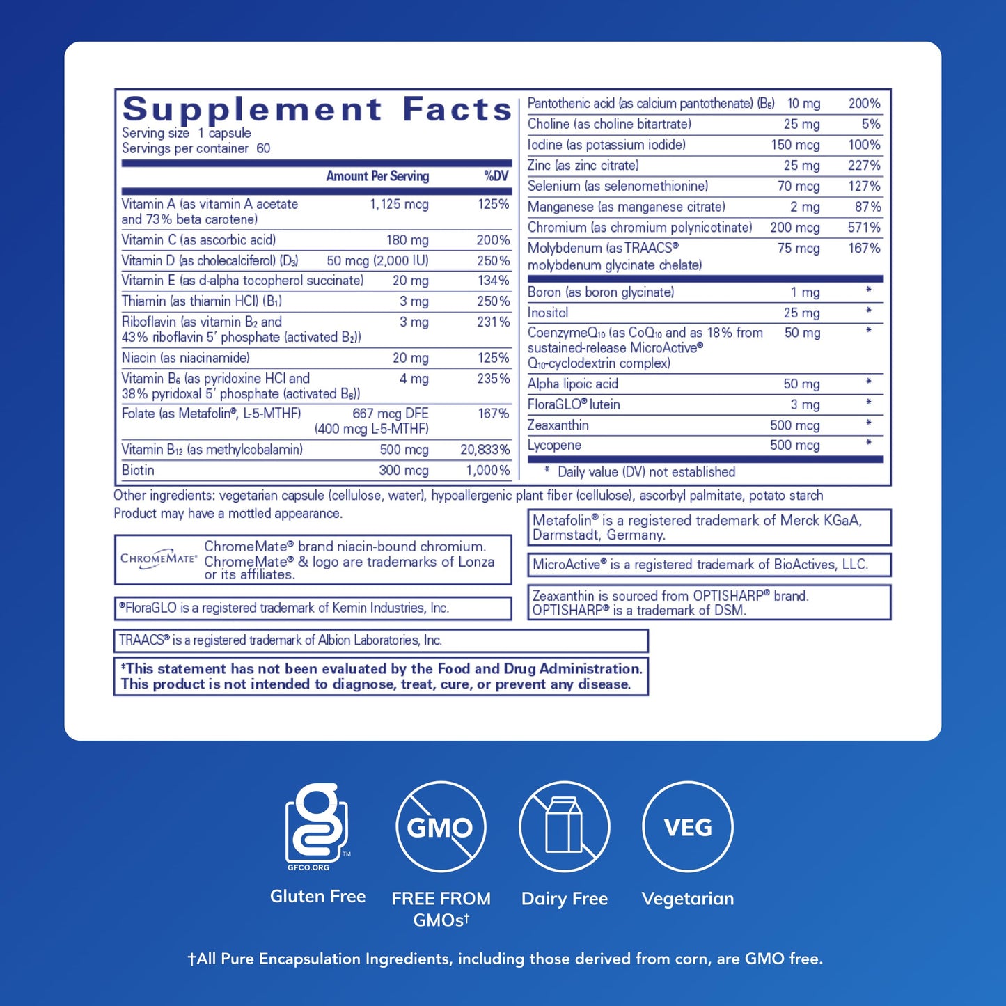 Pure Encapsulations O.N.E. Multivitamin Capsules, 60 Count