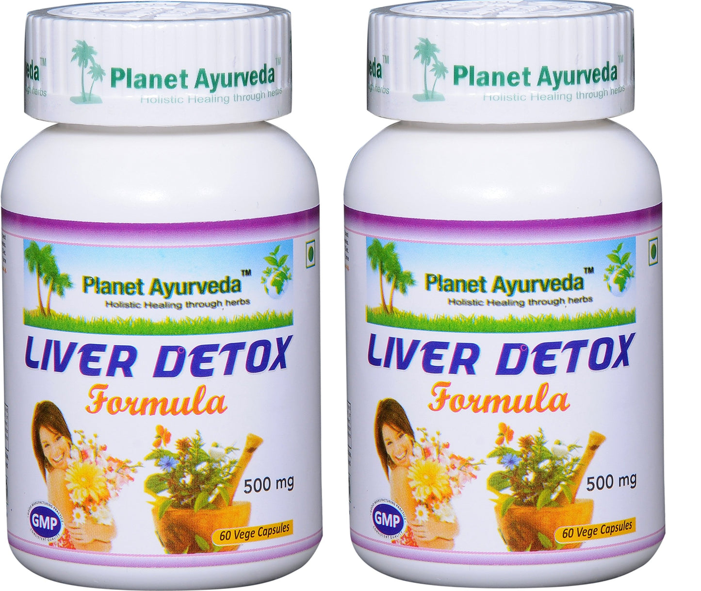 Planet Ayurveda Liver Detox Formula 500mg Veg Capsules, 2 Bottles