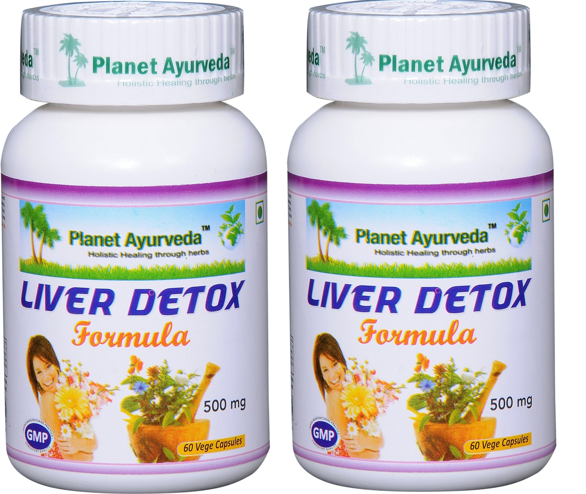 Planet Ayurveda Liver Detox Formula 500mg Veg Capsules, 2 Bottles