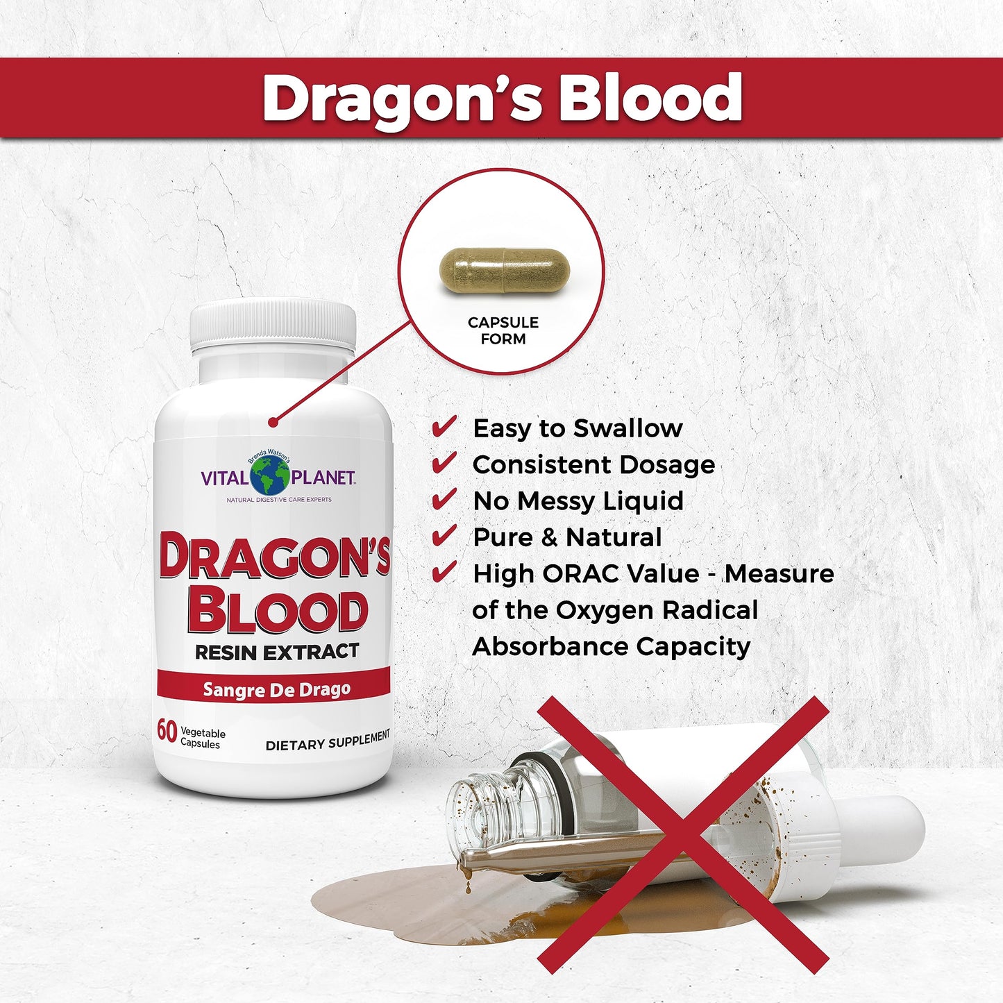 Vital Planet Dragon's Blood Resin Extract Croton Lechleri Digestive Supplement Capsules, 120 Capsules