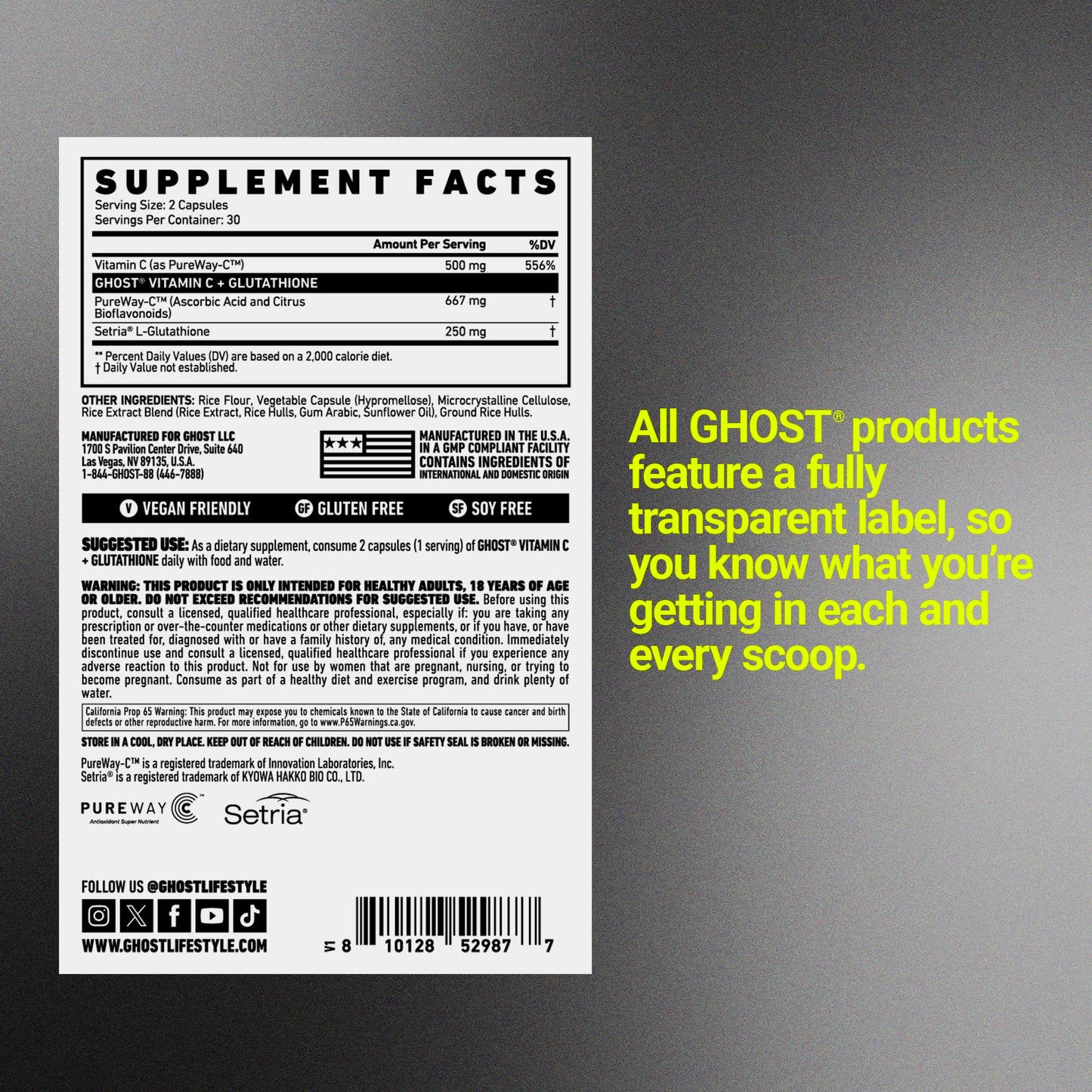 GHOST Basics Vitamin C + Glutathione Supplement Capsule 60 Capsules