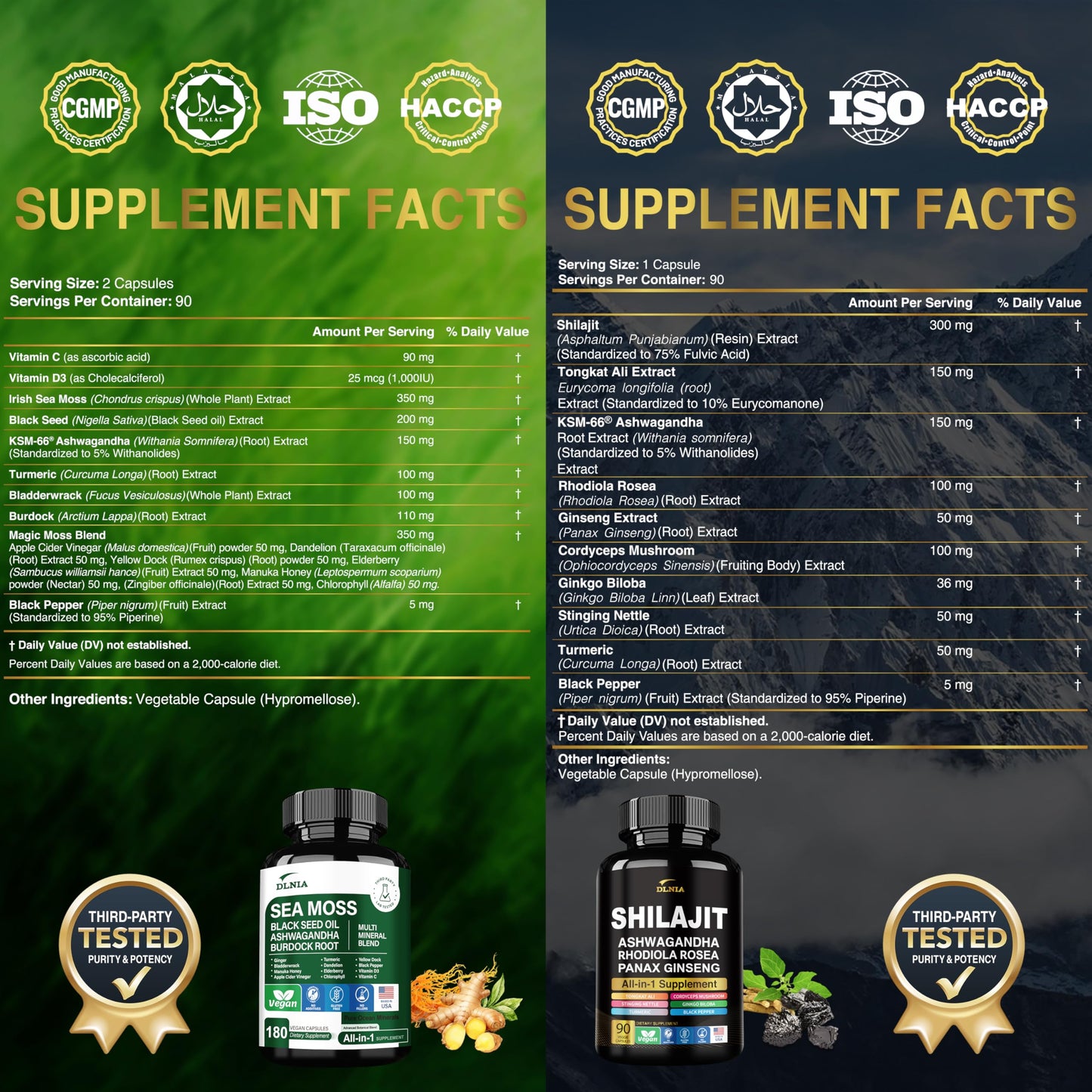 DLNIA Shilajit & Sea Moss Vitality Bundle 120 Capsules