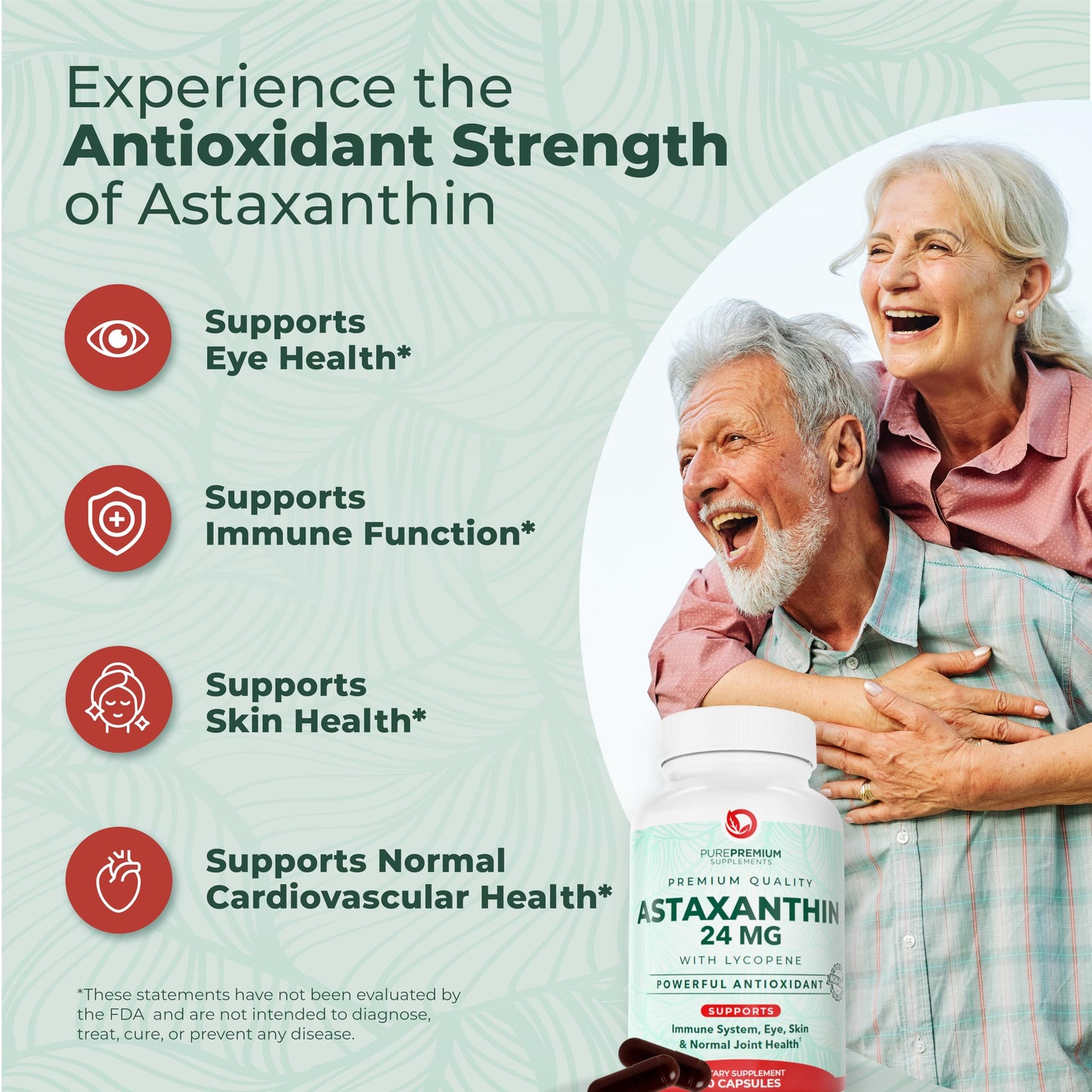 PurePremium Supplements Astaxanthin 24mg with Lycopene 50mg Capsule, 60 Count
