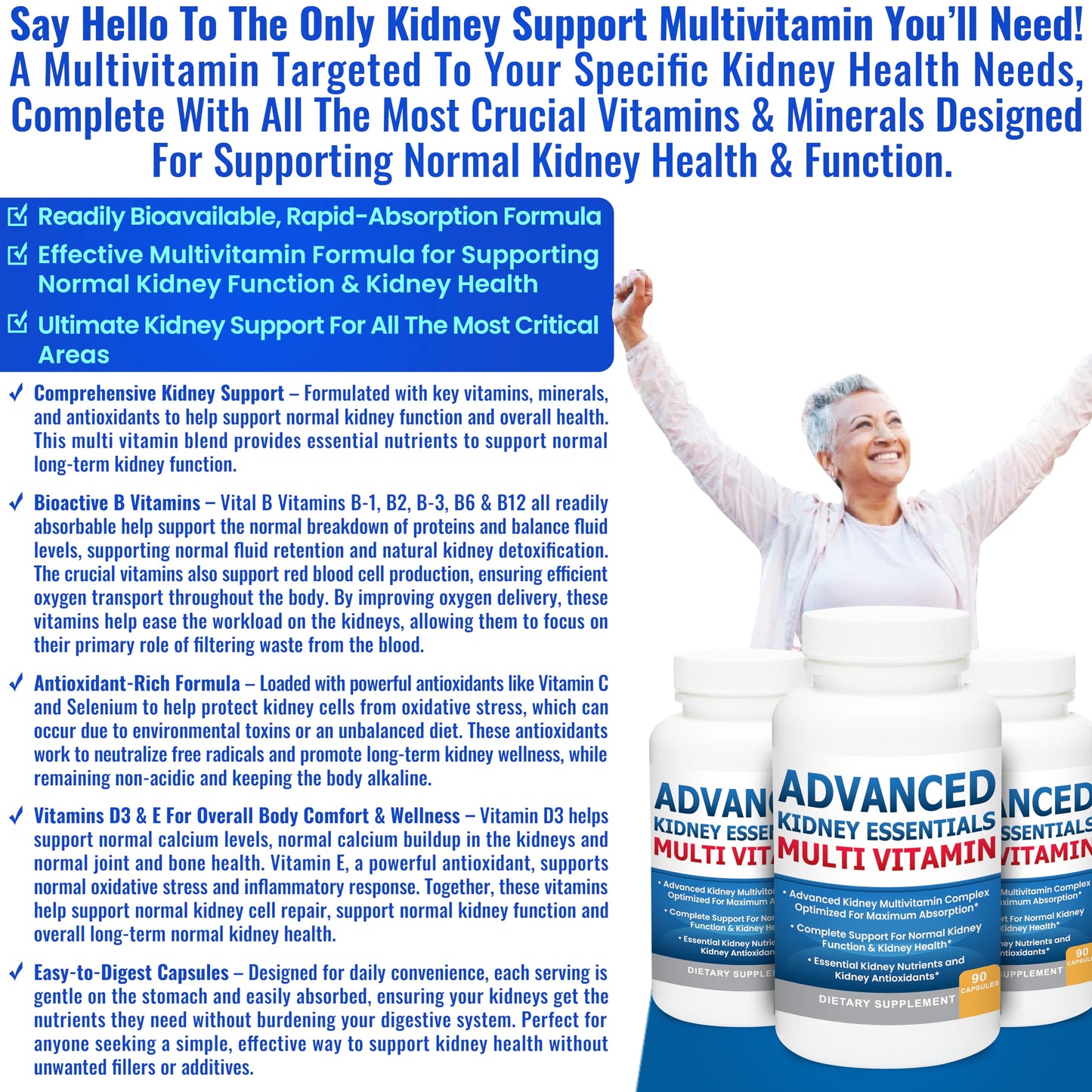 Kidney Restore Advanced Kidney Essentials Multivitamin Capsule 90 Count