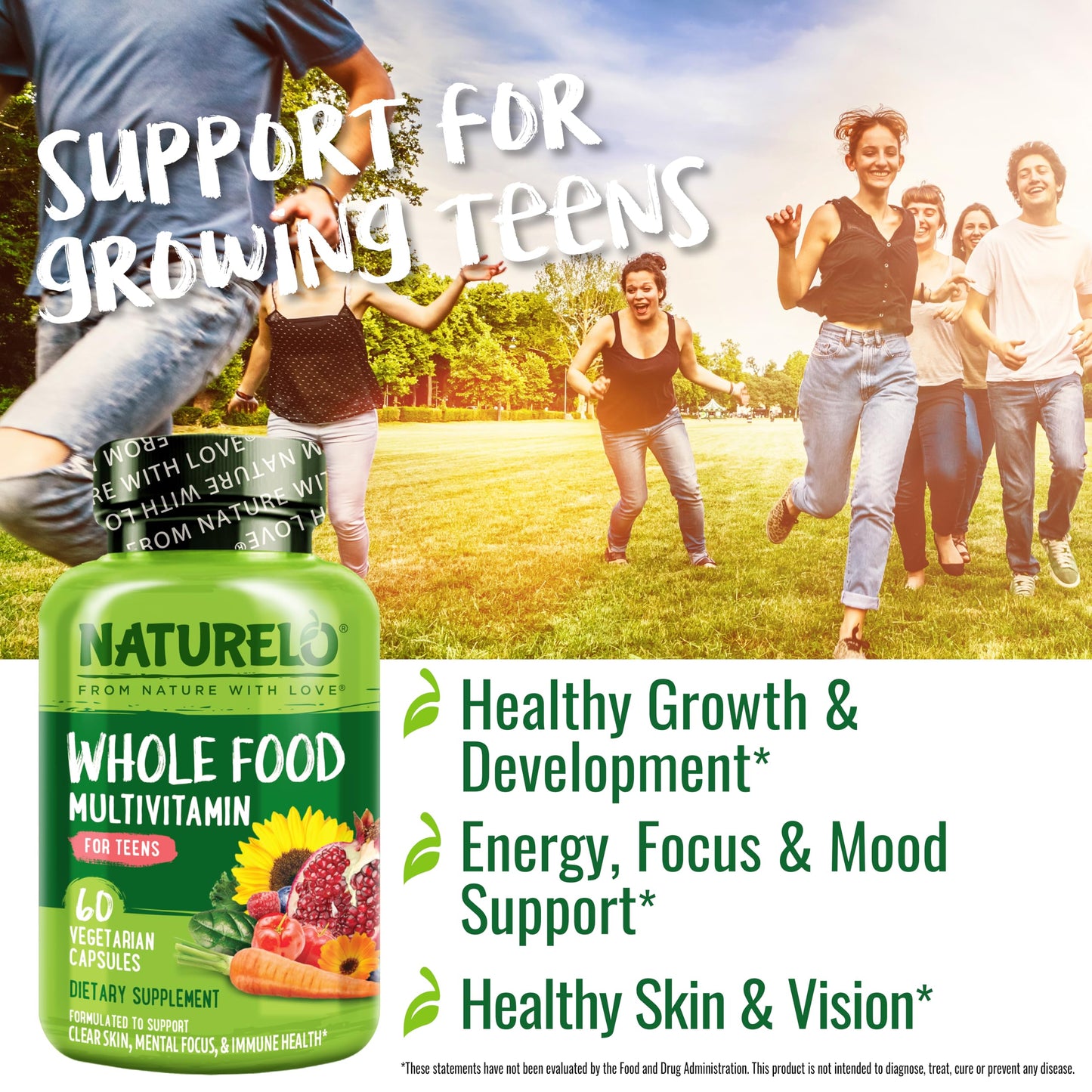 Naturelo Multivitamins for Teenage Girls/Boys, Capsules, 60