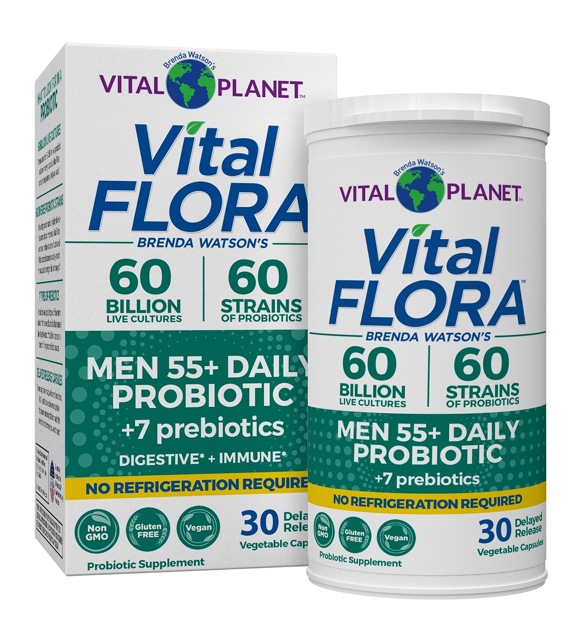 Vital Planet Vital Flora Men Over 55 Daily Probiotic Capsule, 30 Capsules