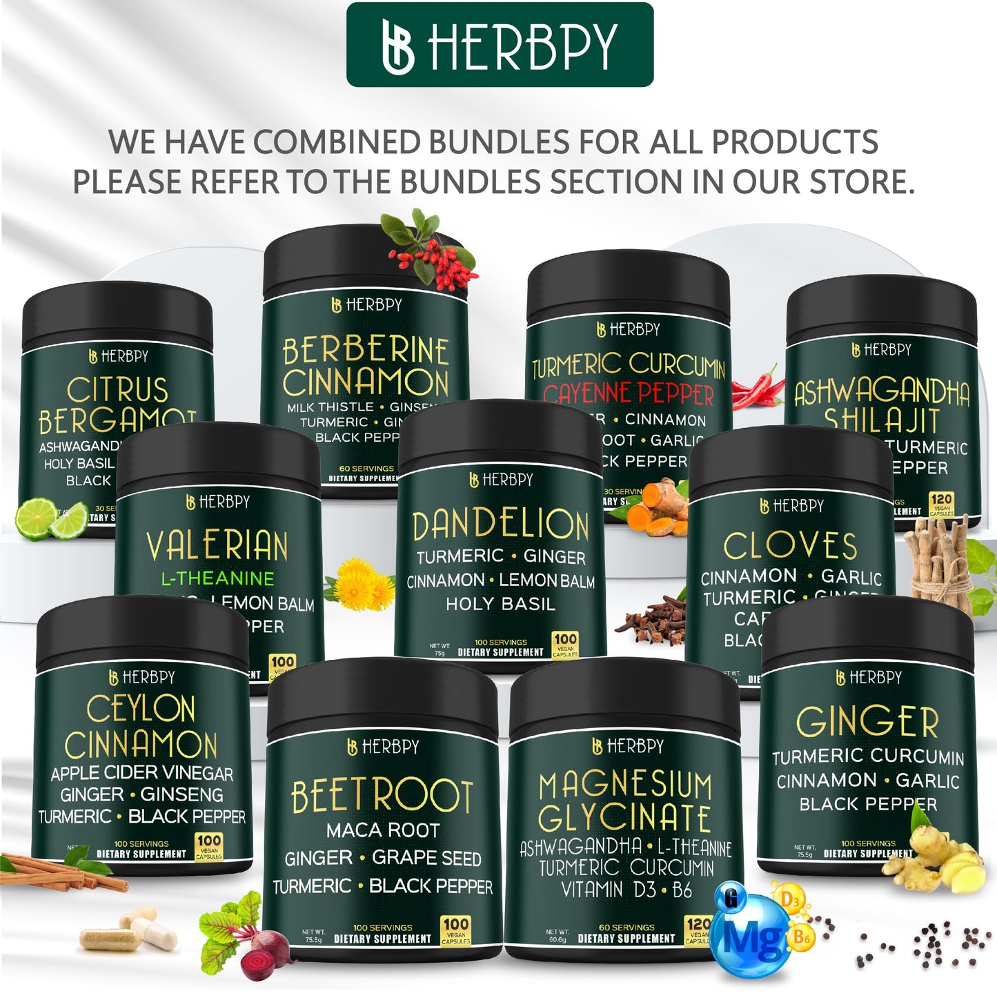 Herbpy 7in1 Cloves & Berberine Capsules Bundle, 220 Capsules