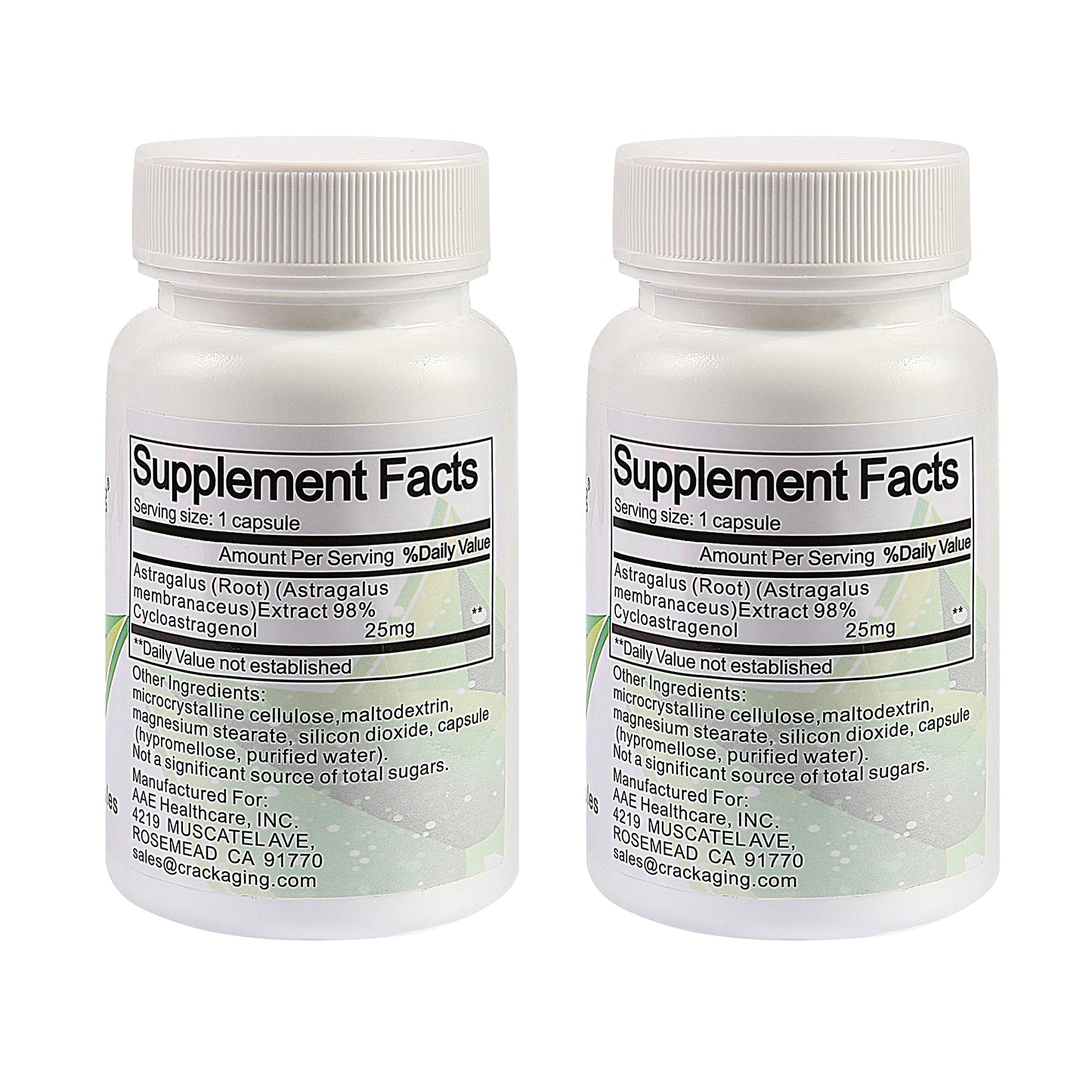 Crackaging Super-Absorption Cycloastragenol 98% 25mg, 60 Capsules