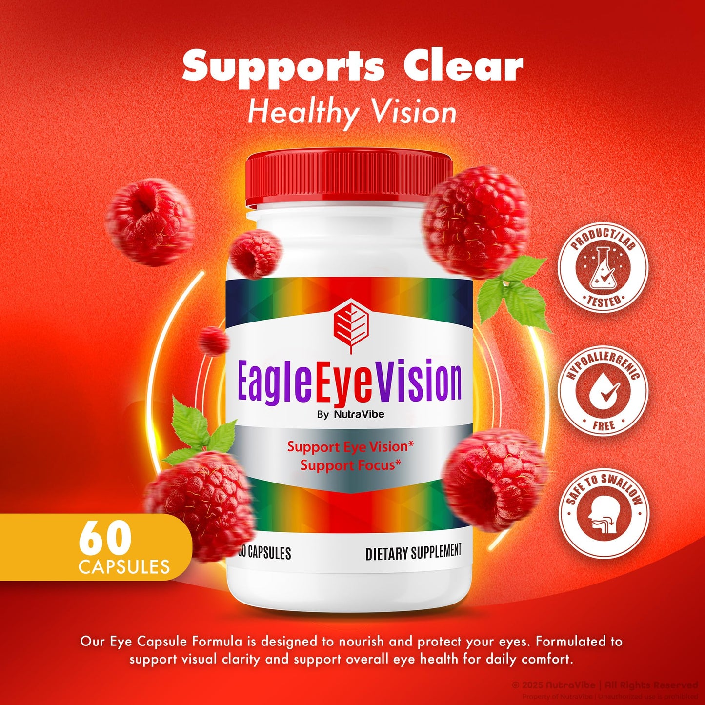 NutraVibe Eagle Eye Vision Gentle Visual Wellness Formula Capsule, 120 Capsules
