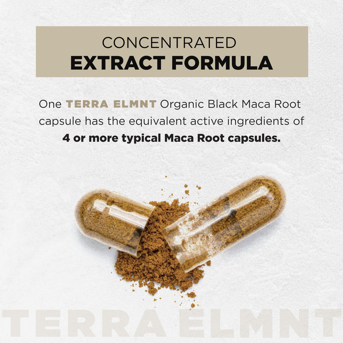 TERRA ELMNT 40x Strength Organic Black Maca Root with 15:1 Ashwagandha for Men Capsules, 60 Count