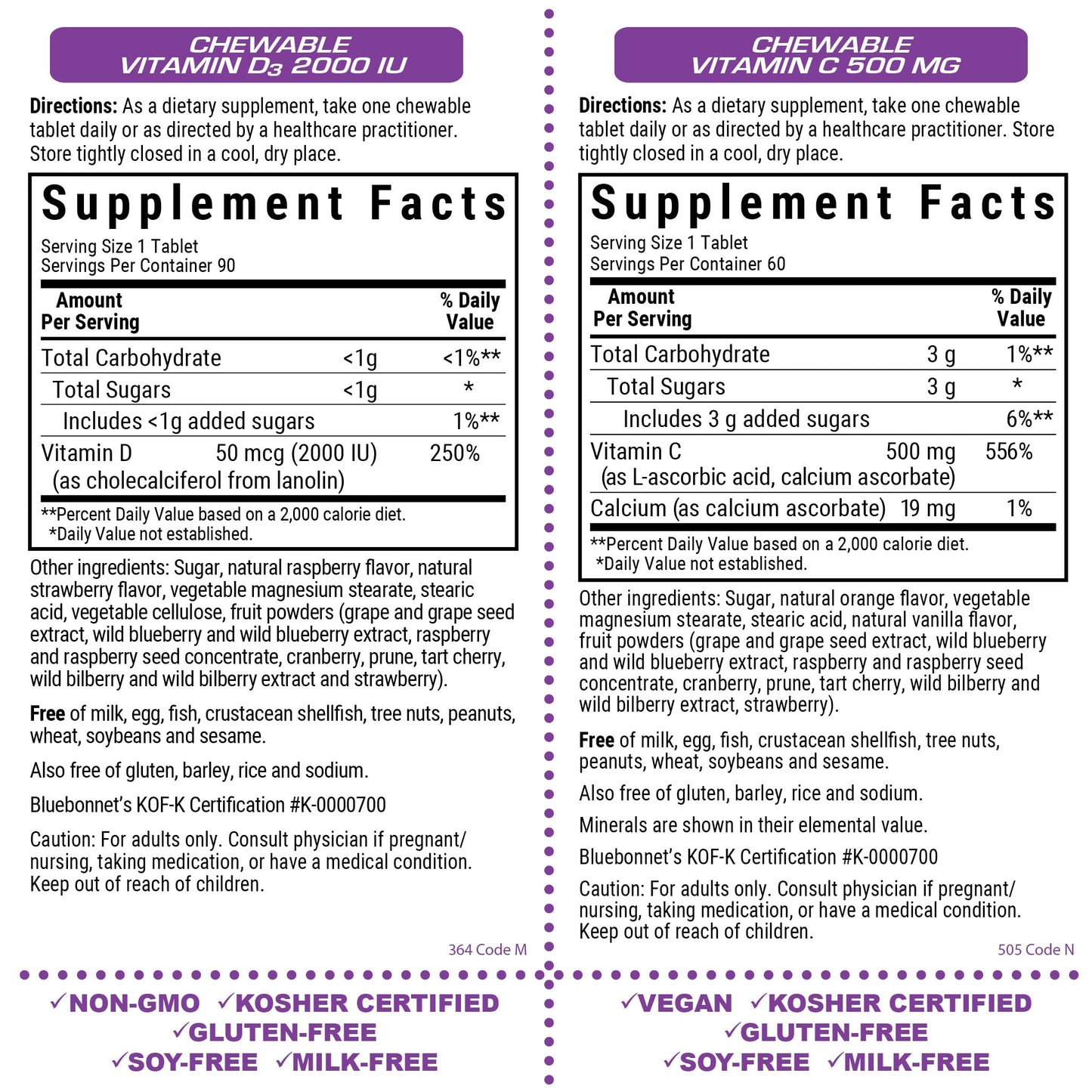 BlueBonnet Vitamin D3 2000 IU Chewables 180 Count
