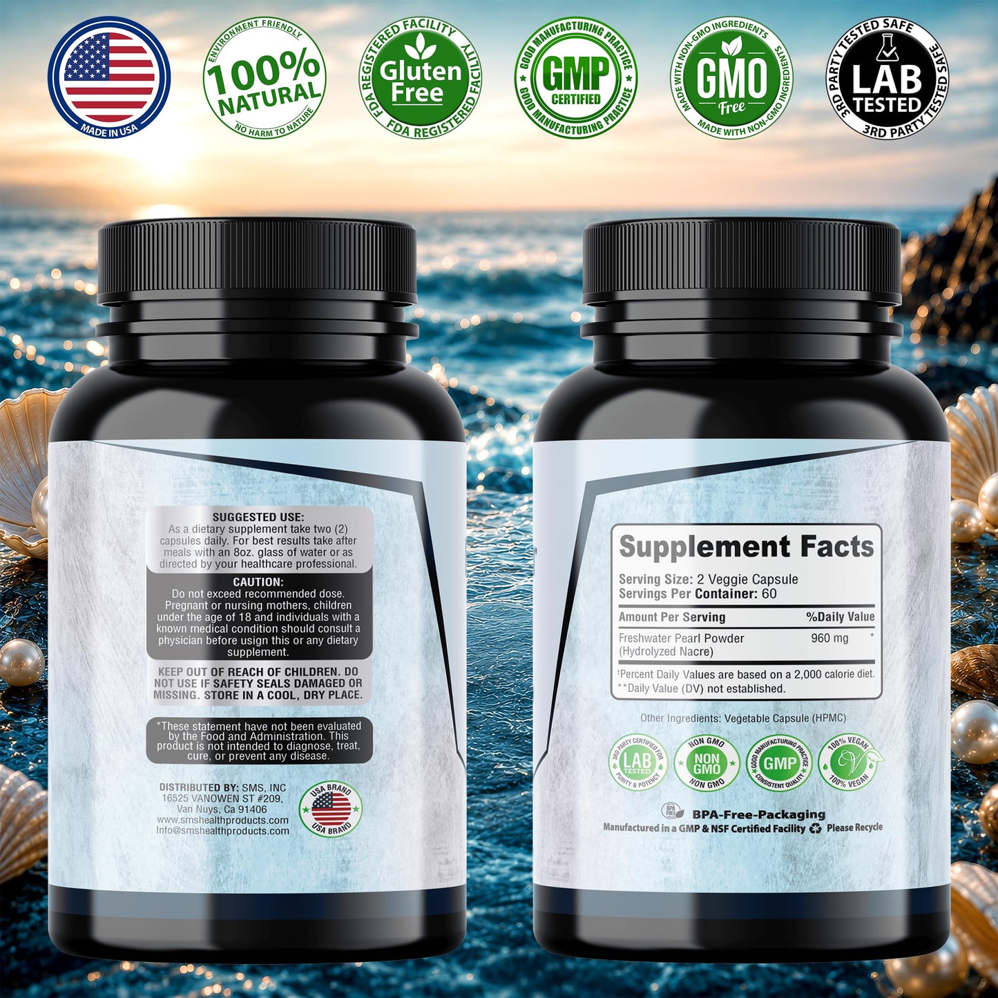 SMSHEALTHPRODUCTS.com Pearl Powder Capsules 120 Count