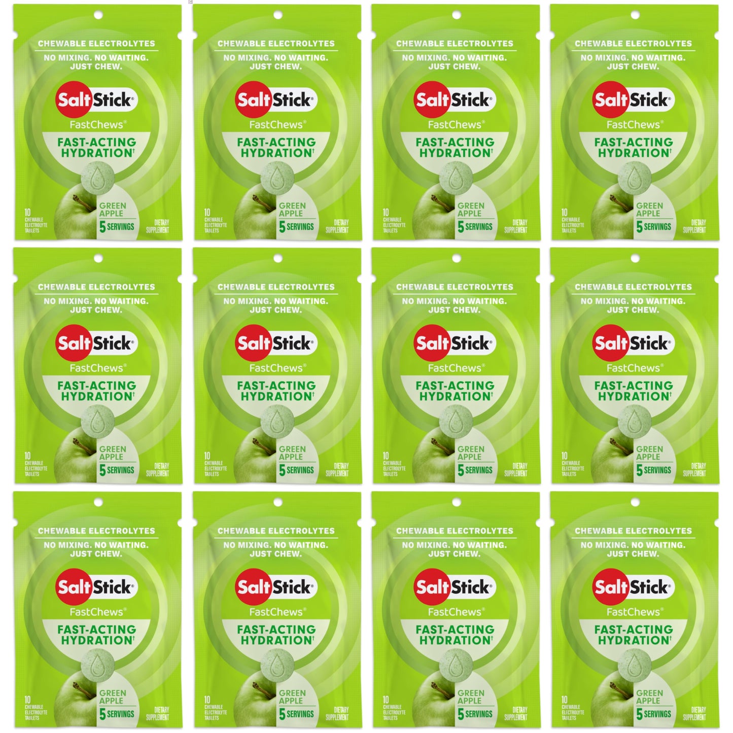 SaltStick Electrolyte FastChews Green Apple Chewable 120 Count