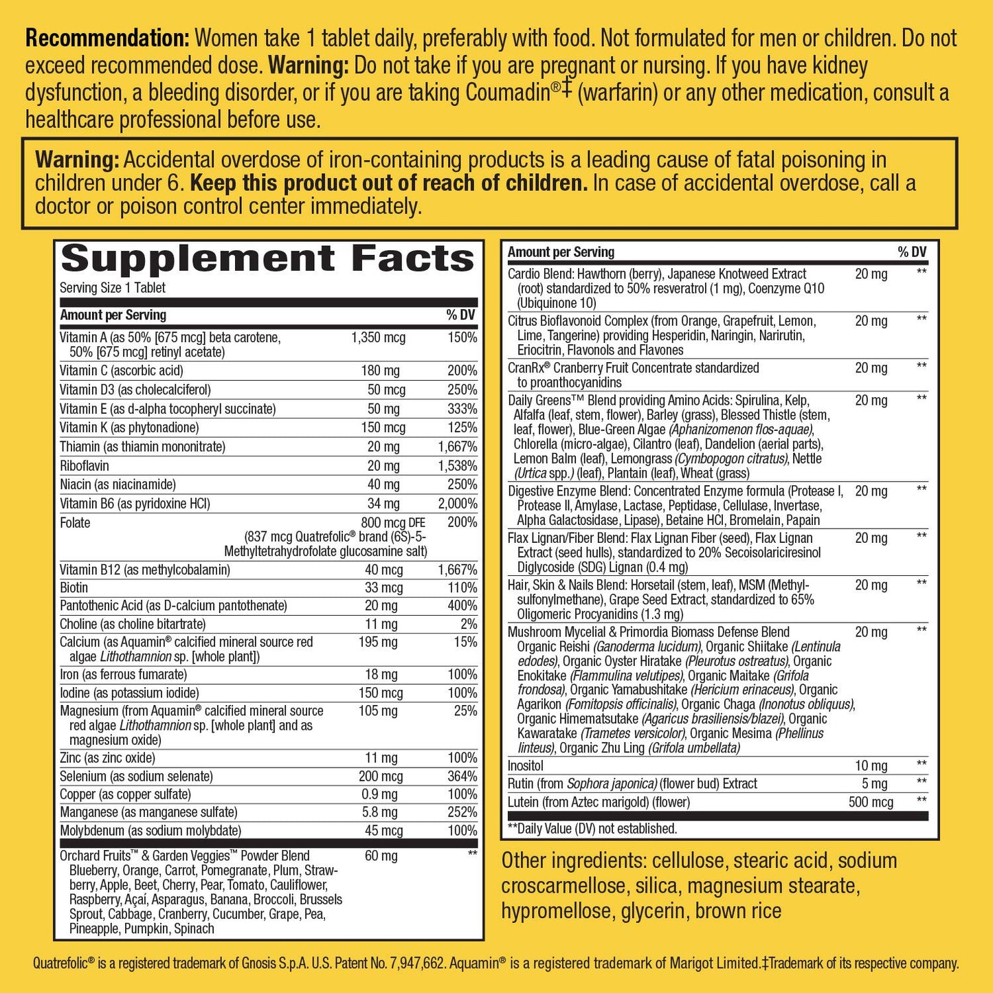 Nature's Way Alive! Women’s Ultra Potency Complete Multivitamin, High Potency B-Vitamins, Energy Metabolism*, 60 Tablets