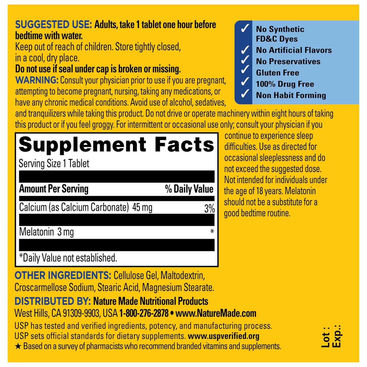 Nature Made Melatonin 3mg Tablets, 120 Count