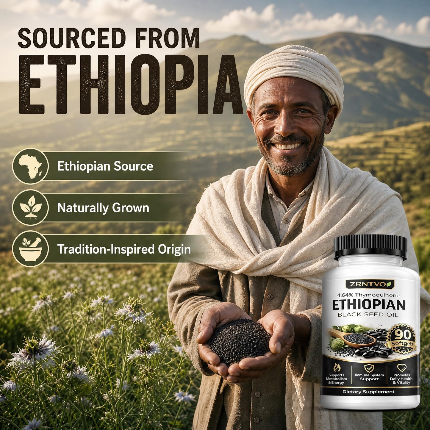 LOVIVA Ethiopian Black Seed Oil Softgel 90 Count