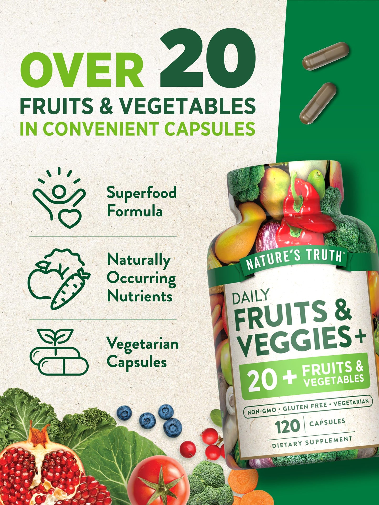 Nature's Truth Fruit and Veggies Supplement Capsules 120