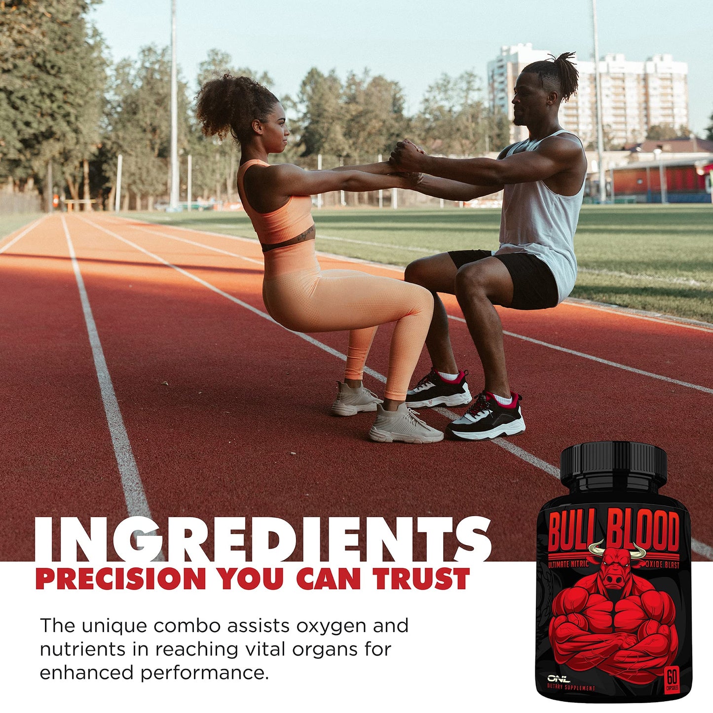 ONL Bull Blood Nitric Oxide Supplements for Men Capsules 60 Count