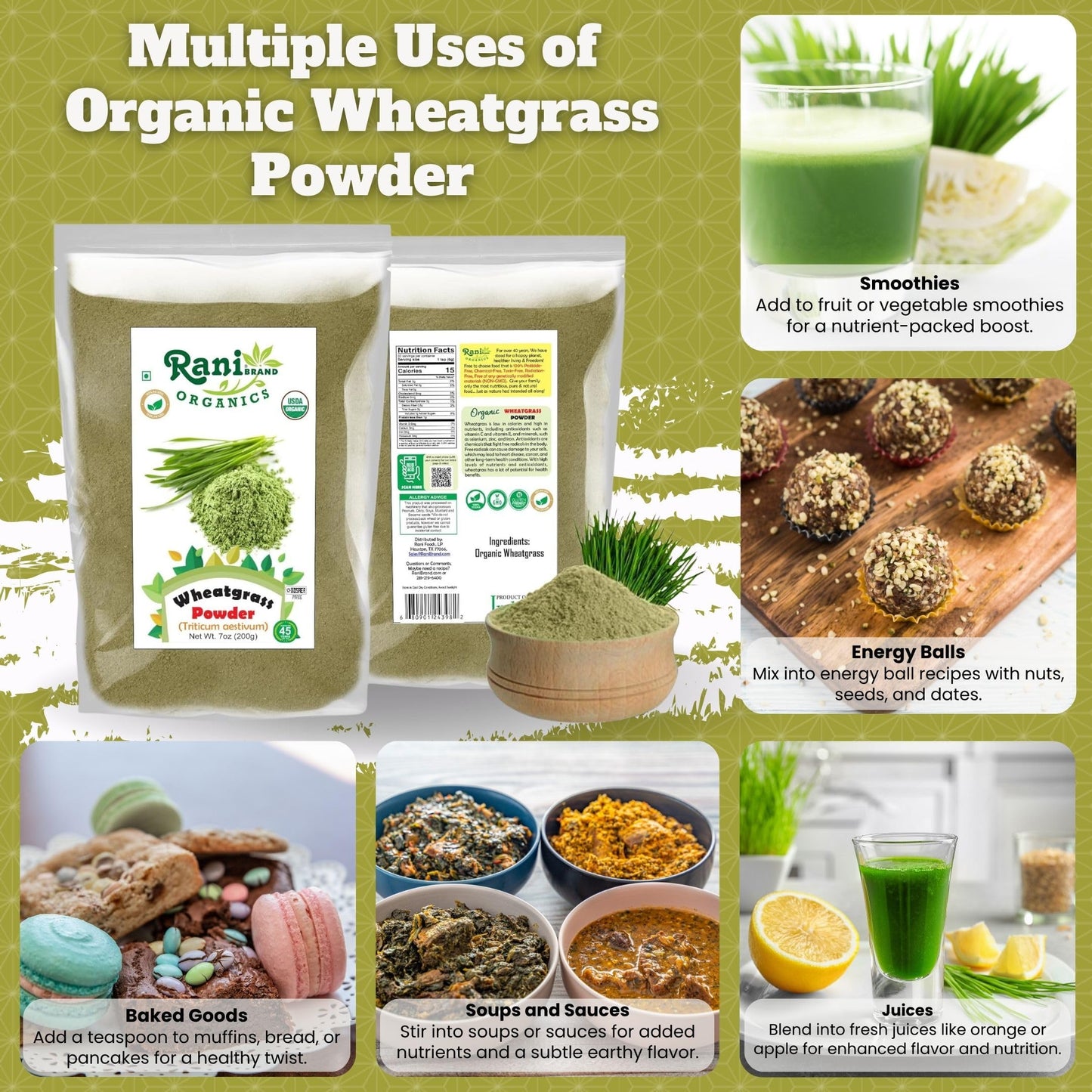Rani Brand Authentic Indian Products Organic Wheatgrass Powder (Triticum Aestivum), 7 oz