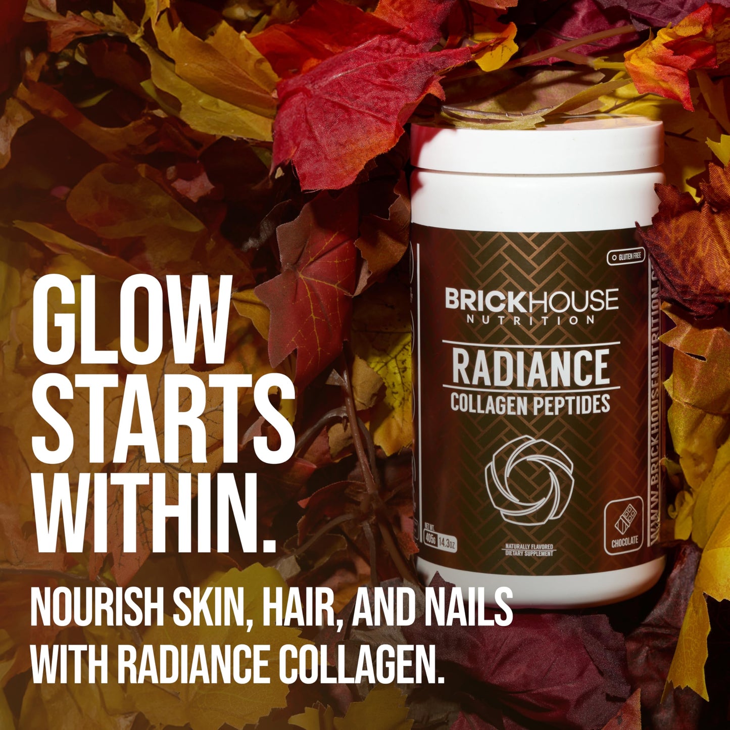 BRICKHOUSE NUTRITION Radiance Collagen Peptides Powder with Hyaluronic Acid, 14 oz