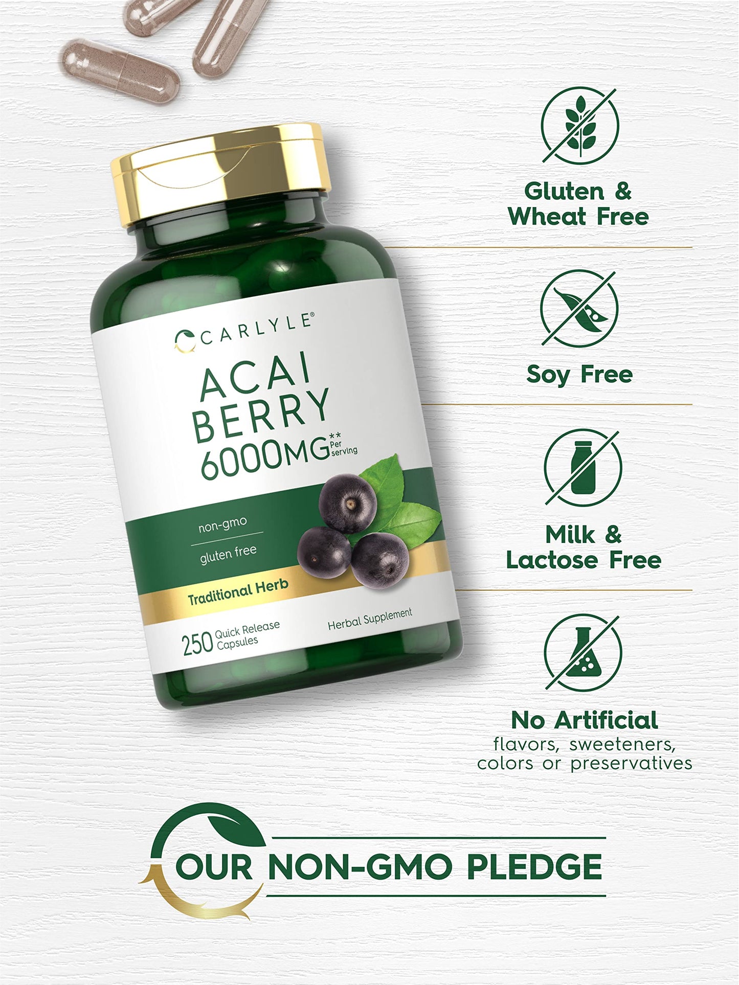 Carlyle Acai Berry Supplement Capsules 250 Count