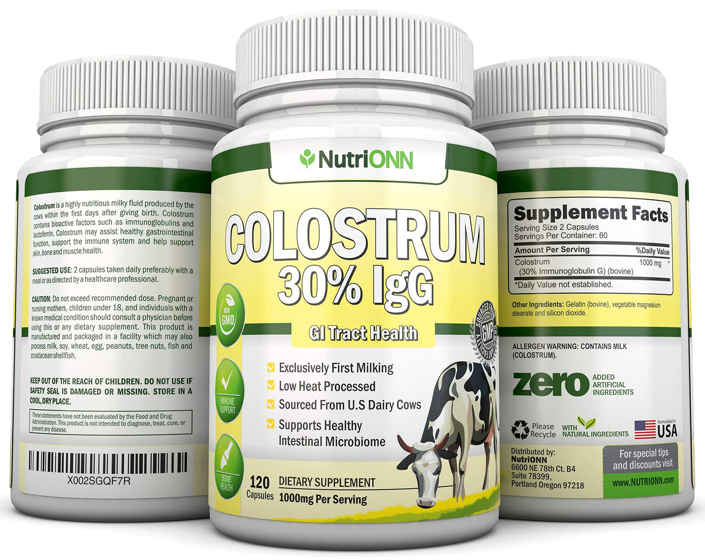 NutriONN Colostrum 1000mg Capsule 120 Count