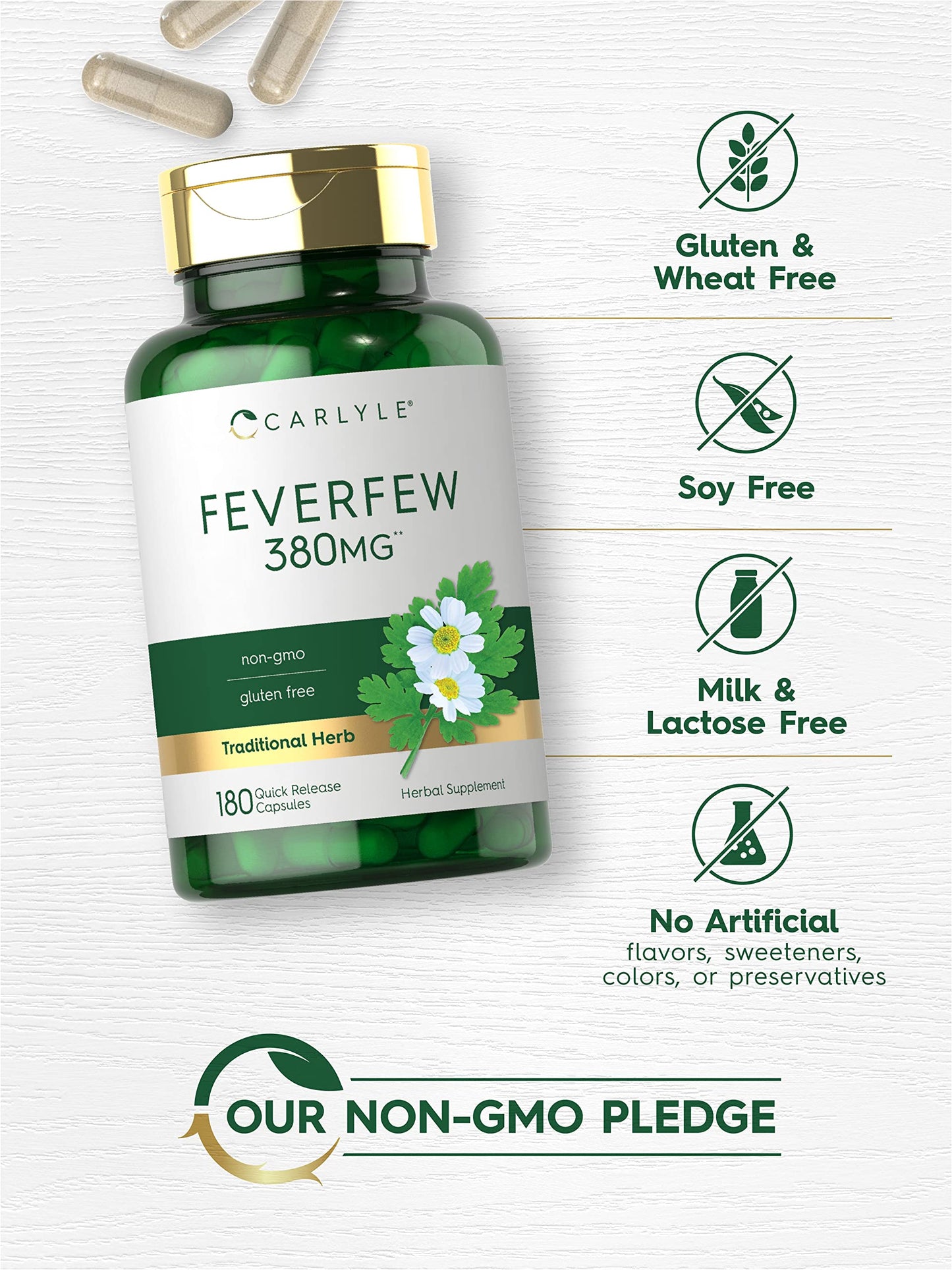 Carlyle Feverfew Capsules 180 Count