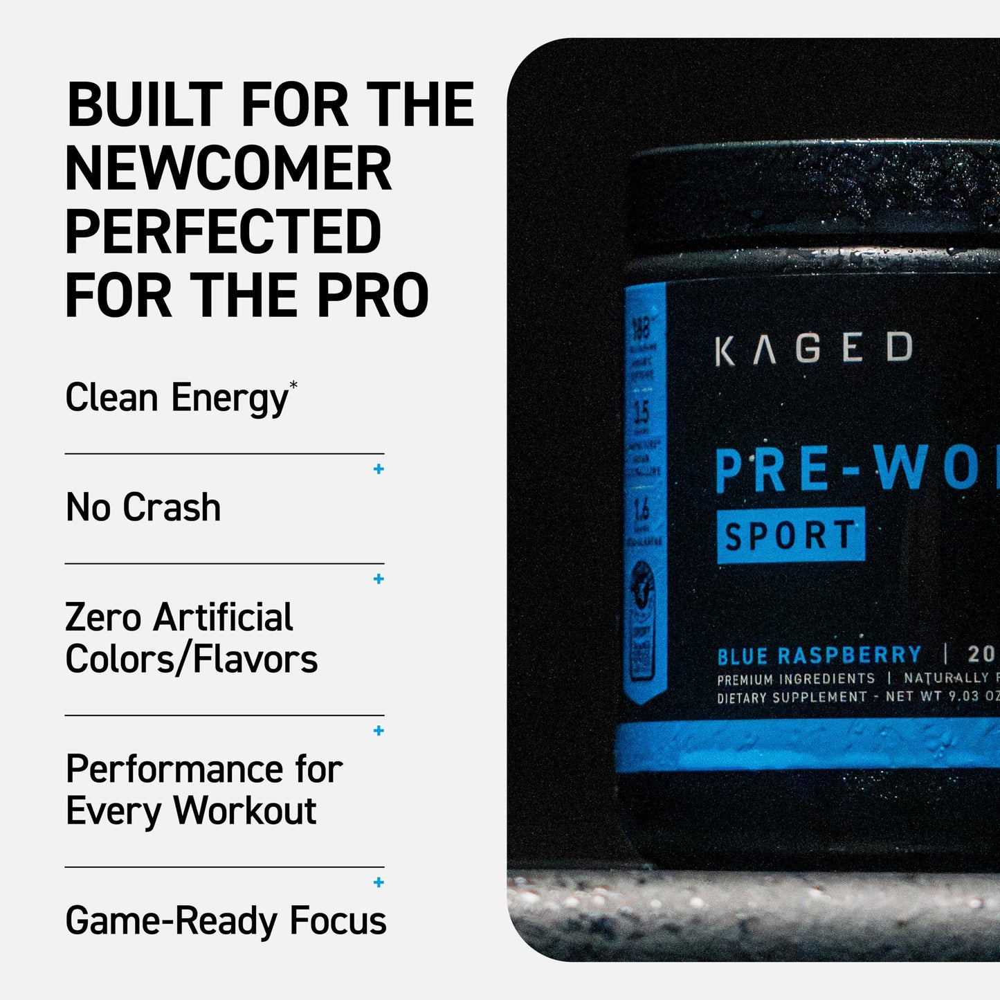 Kaged Sport Pre Workout Powder for Men & Women, 9.24 Ounce