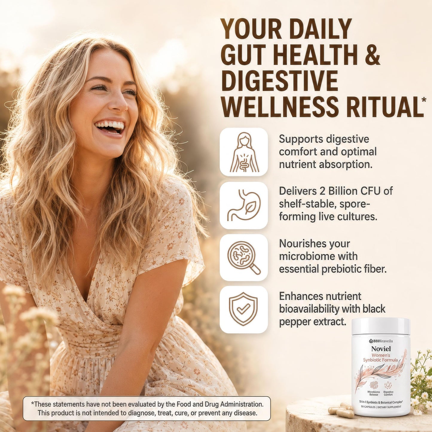 BBHiravella Nuora Gut Health Capsules with Berberine & Bromelain – 10-in-1 Gut Biofilm Support Formula for Women – Digestive Balance & Metabolism Wellness – Vegan Non-GMO, 90 Capsules