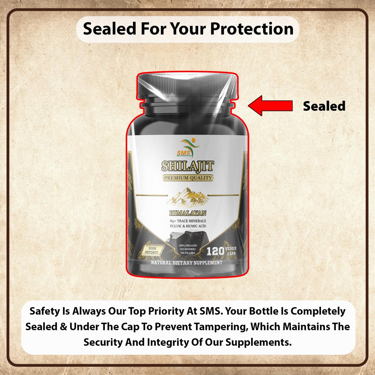 SMSHEALTHPRODUCTS.com Shilajit Pure Himalayan 1,000mg Organic Shilajit Extract per Serving, 120 Capsules
