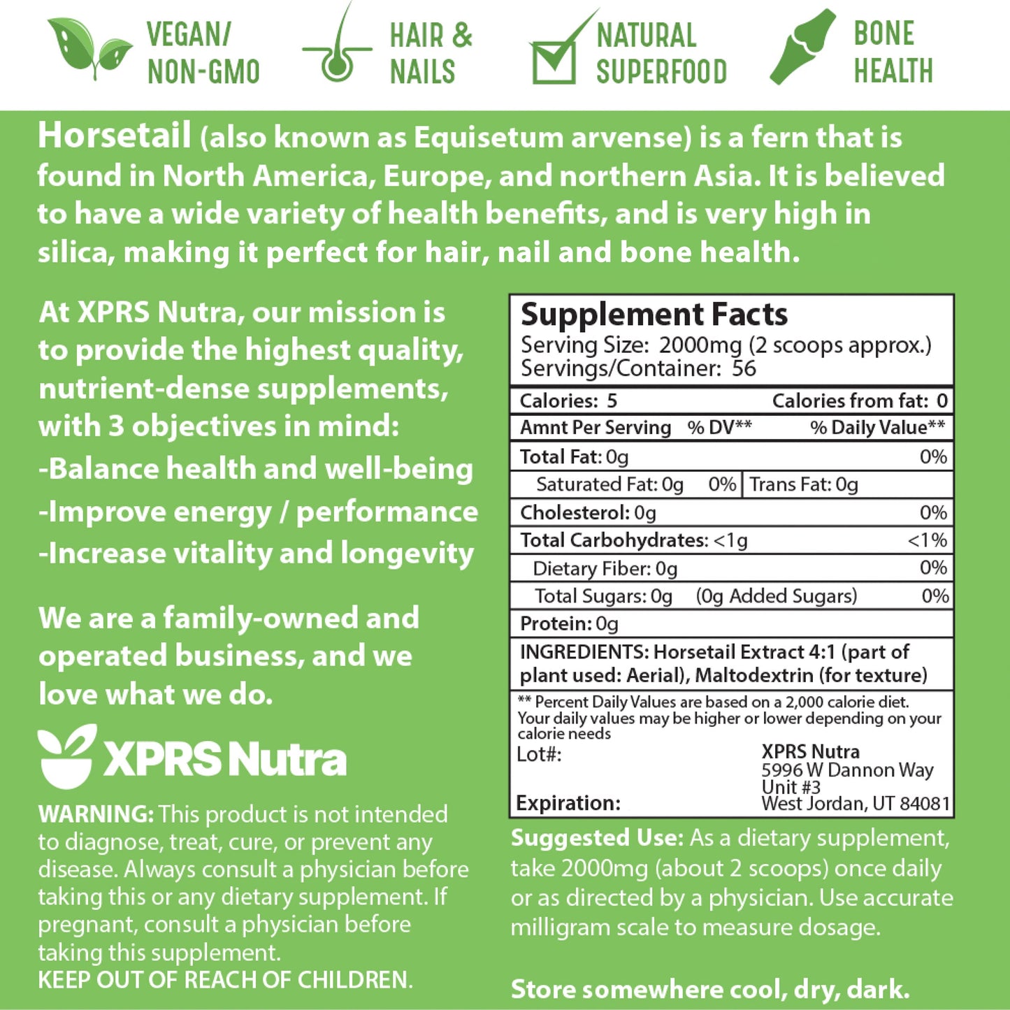 XPRS Nutra Horsetail Extract Powder, 4 oz